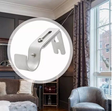 4PCS Curtain Rod Bracket Adjustable Heavy Duty Curtain Rod Wall Bracket Hooks with Installation Screws - Image 5