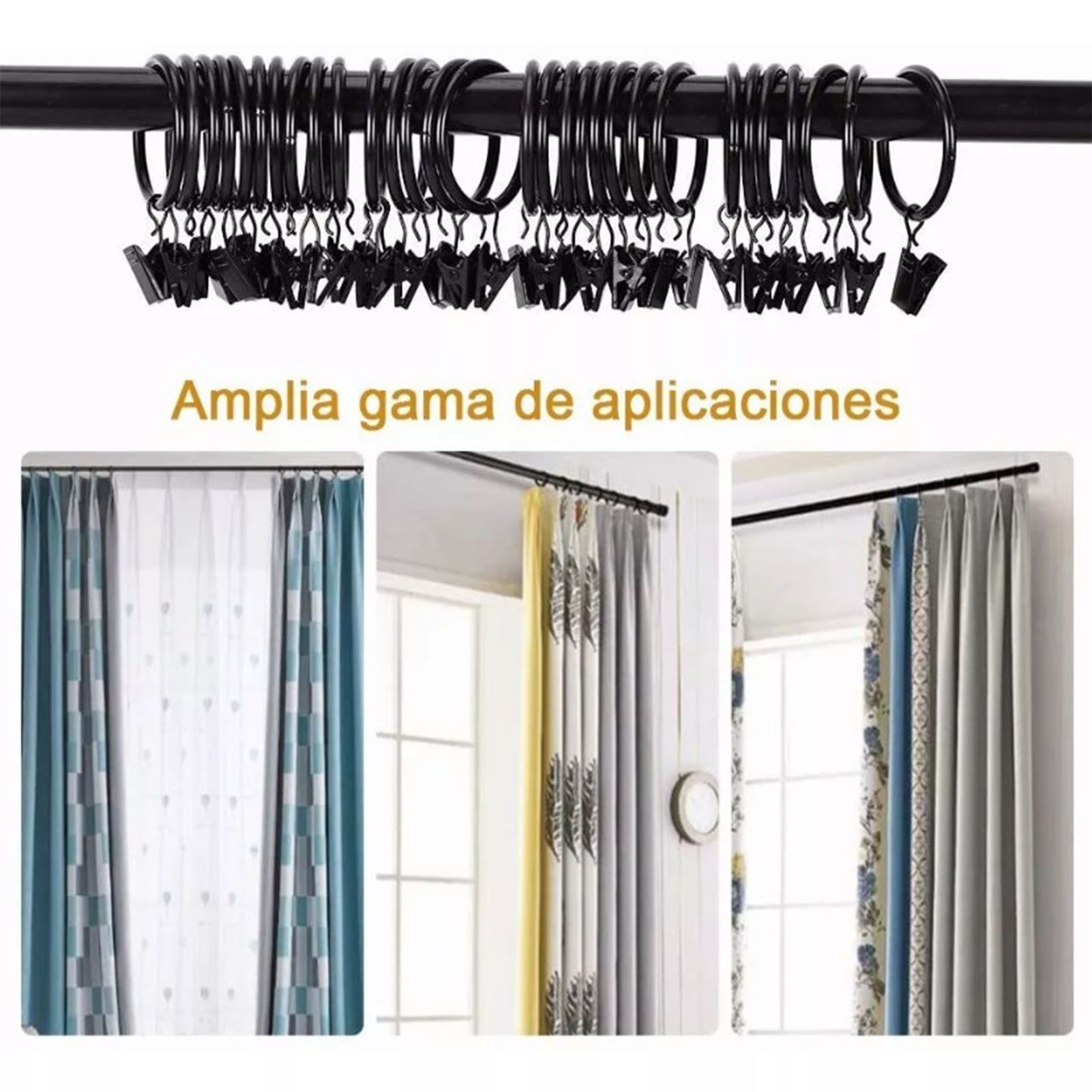 40 Pcs 38mm Clip On Curtain Rings Heavy Duty Strong Hanging Drapery Drapes Clip for Hotels Restaurants Bars - Image 5
