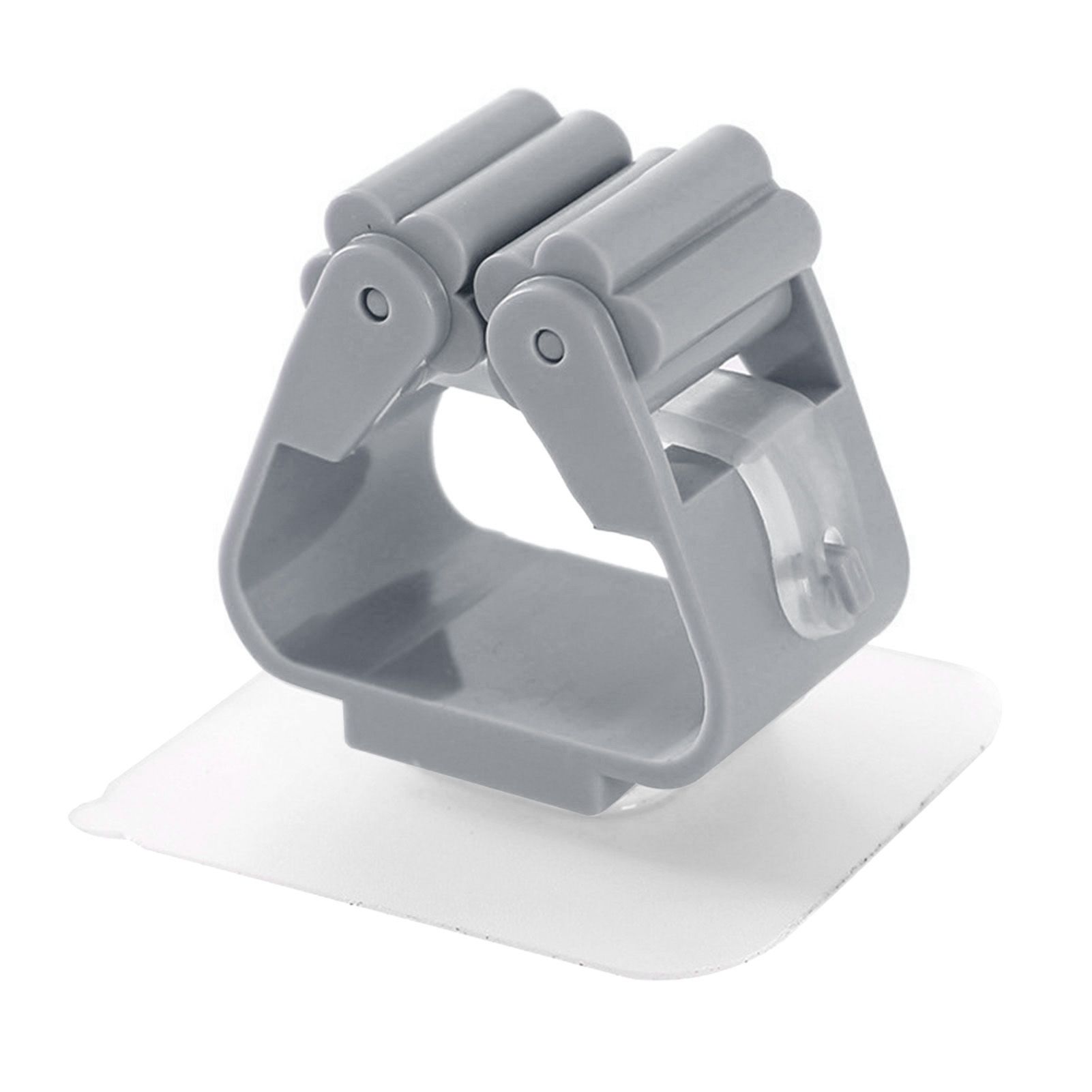 3pcs Wall Mounted Mop Holder Strong Adhesion Plastic Mop Broom Holder for Garage Tool Room Gray - Image 1
