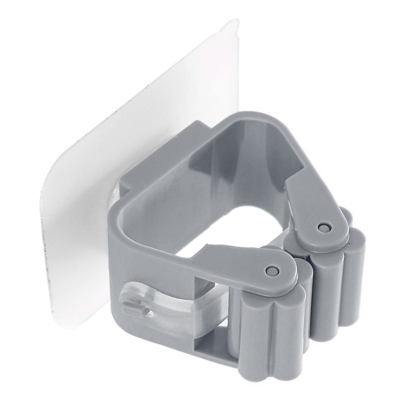 3pcs Wall Mounted Mop Holder Strong Adhesion Plastic Mop Broom Holder for Garage Tool Room Gray - Image 2