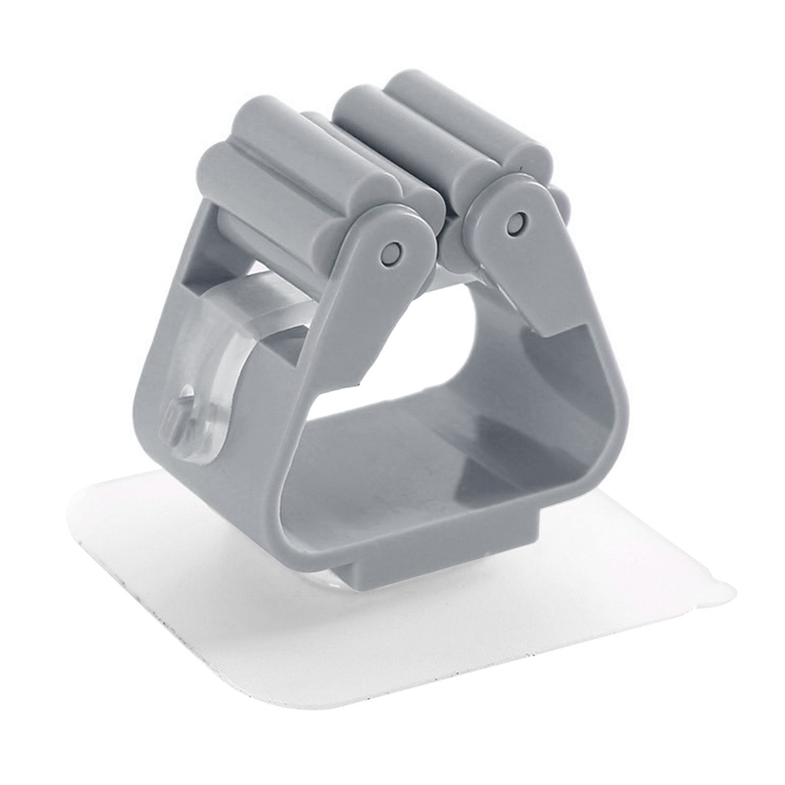 3pcs Wall Mounted Mop Holder Strong Adhesion Plastic Mop Broom Holder for Garage Tool Room Gray - Image 4