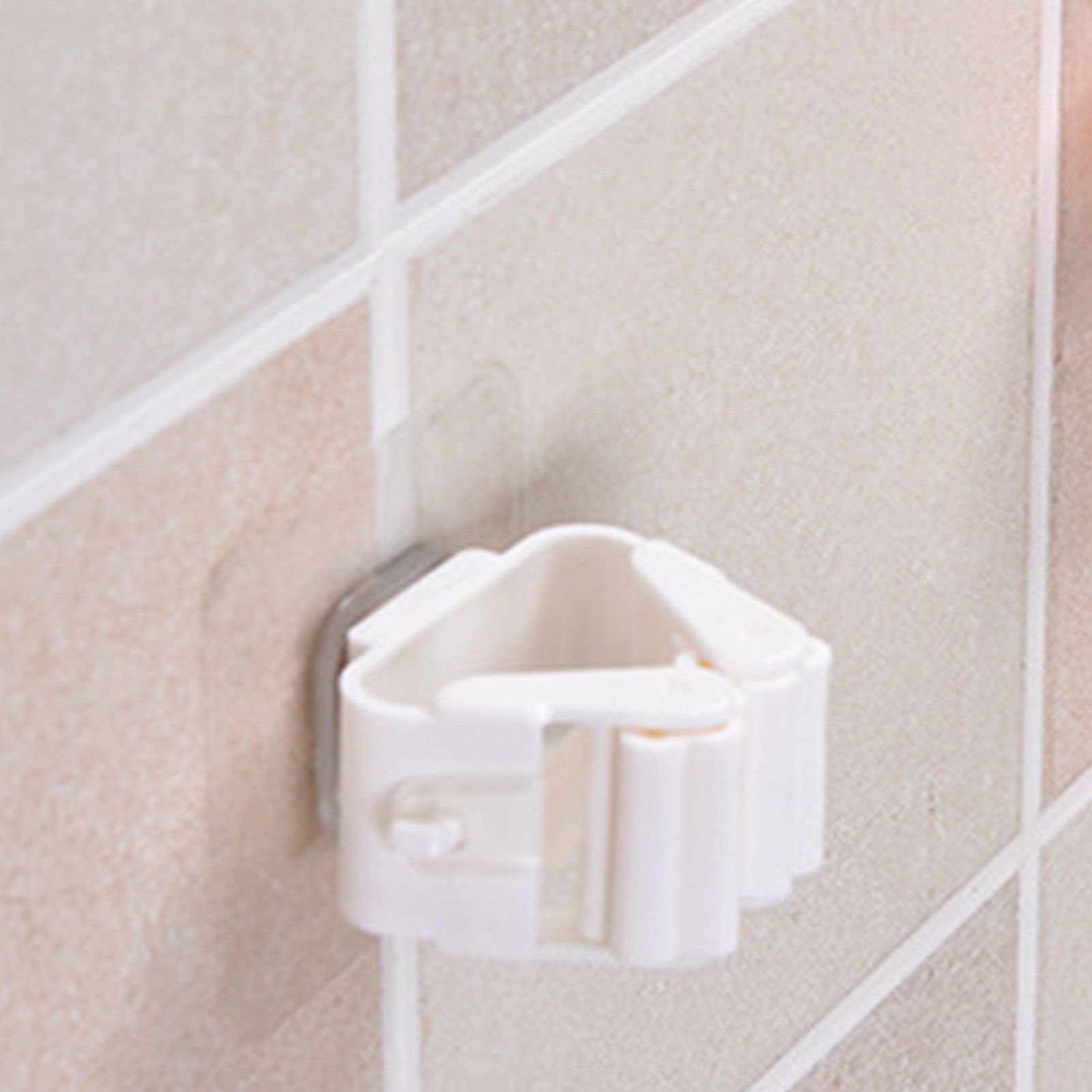 3pcs Wall Mounted Mop Holder Strong Adhesion Plastic Mop Broom Holder for Garage Tool Room White - Image 5