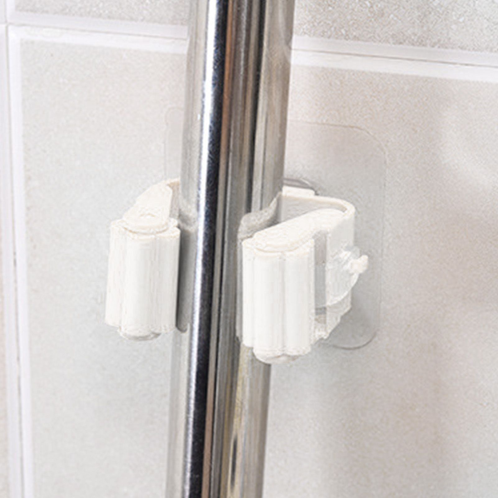 3pcs Wall Mounted Mop Holder Strong Adhesion Plastic Mop Broom Holder for Garage Tool Room White - Image 7