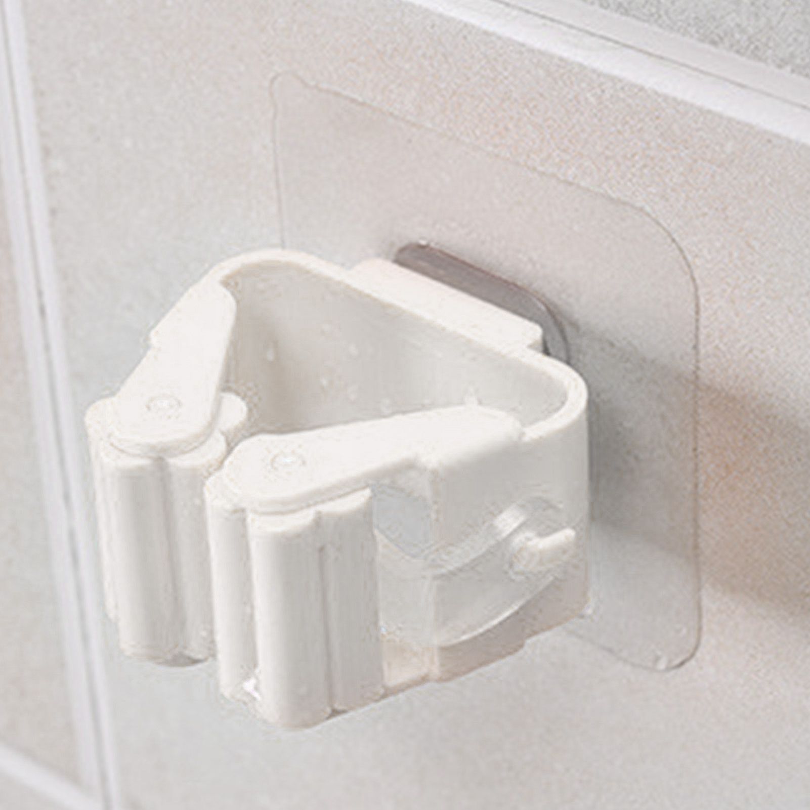 3pcs Wall Mounted Mop Holder Strong Adhesion Plastic Mop Broom Holder for Garage Tool Room White - Image 8