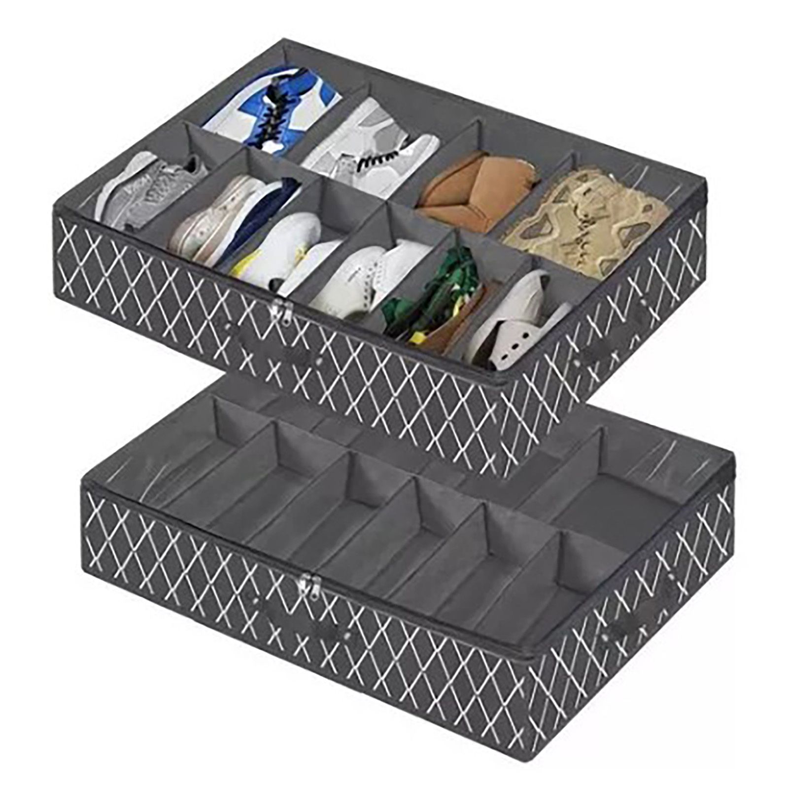 Underbed Storage Containers Adjustable Foldable Under Bed Shoe Storage Solution For Home Hotel Black - Image 1