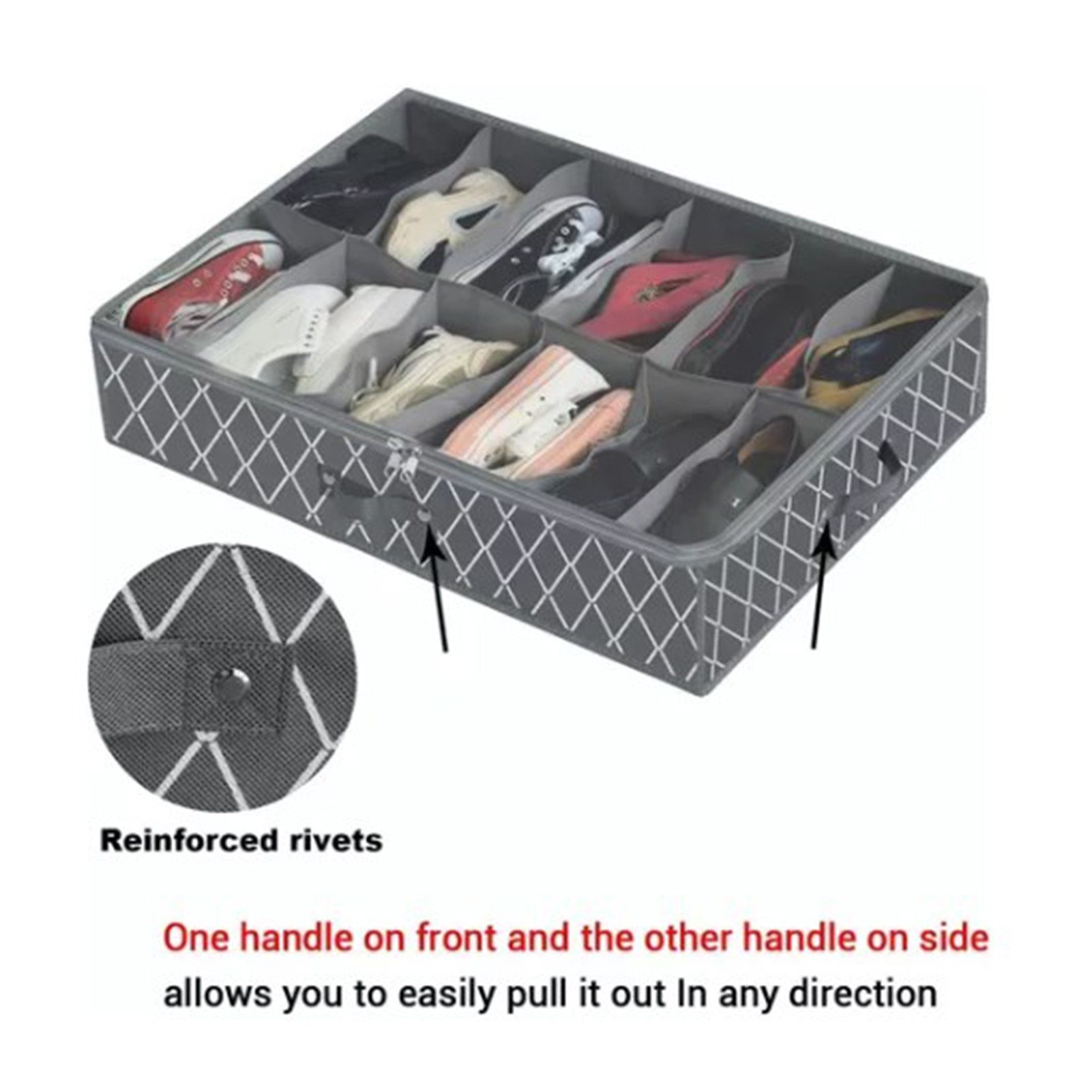 Underbed Storage Containers Adjustable Foldable Under Bed Shoe Storage Solution For Home Hotel Black - Image 8