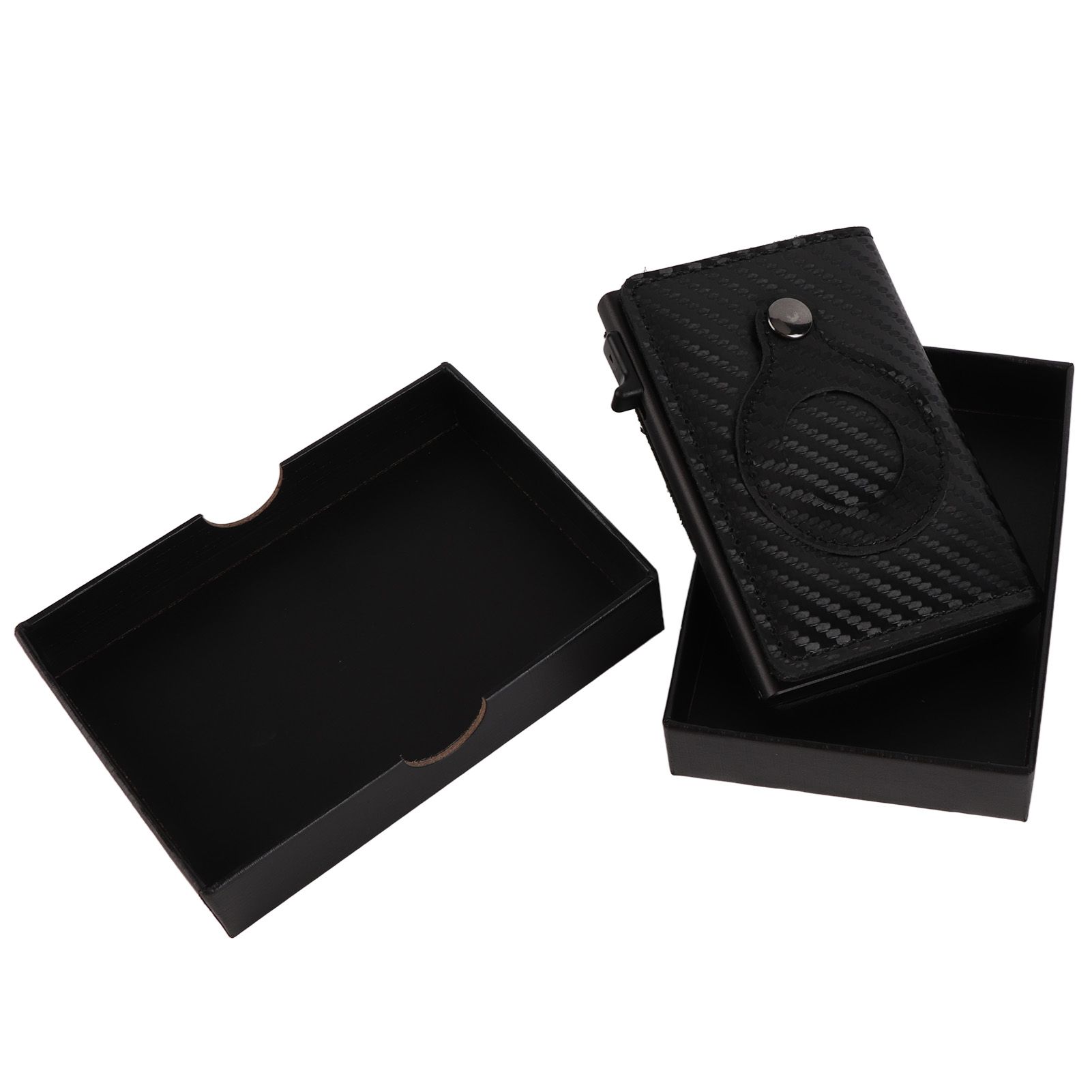 Card Wallet Soft Leather Large Capacity Lose Proof Multifunctional Men Wallet Gift Carbon Fiber Black - Image 1