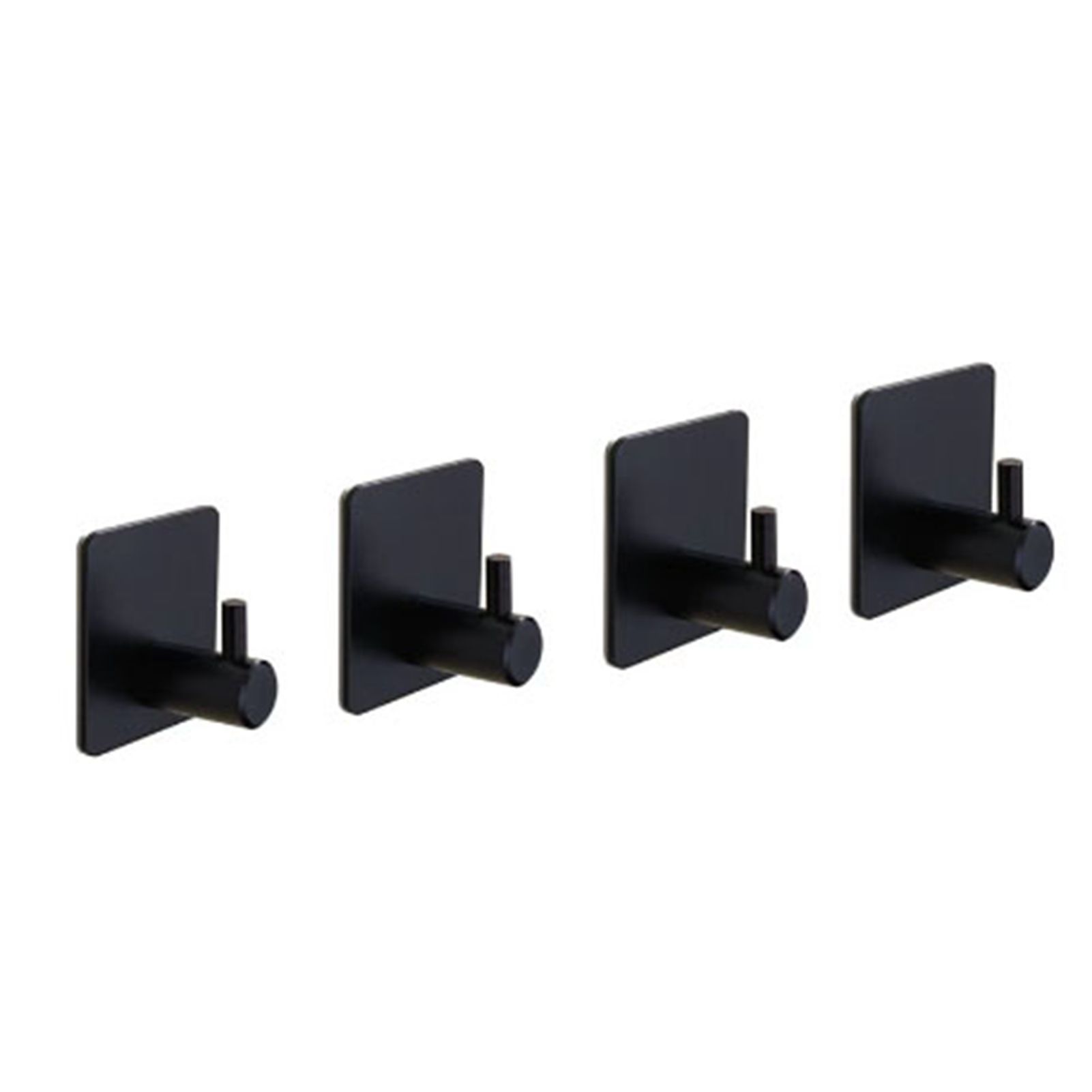 4PCS Clothes Hooks Strong Adhesive Wall Hook 304 Stainless Steel Hanging Hooks Black Square - Image 1