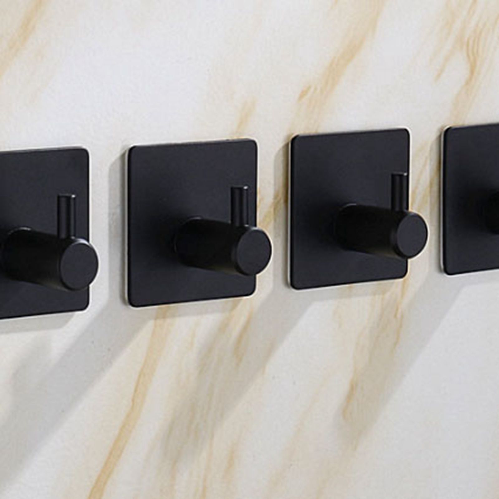 4PCS Clothes Hooks Strong Adhesive Wall Hook 304 Stainless Steel Hanging Hooks Black Square - Image 5
