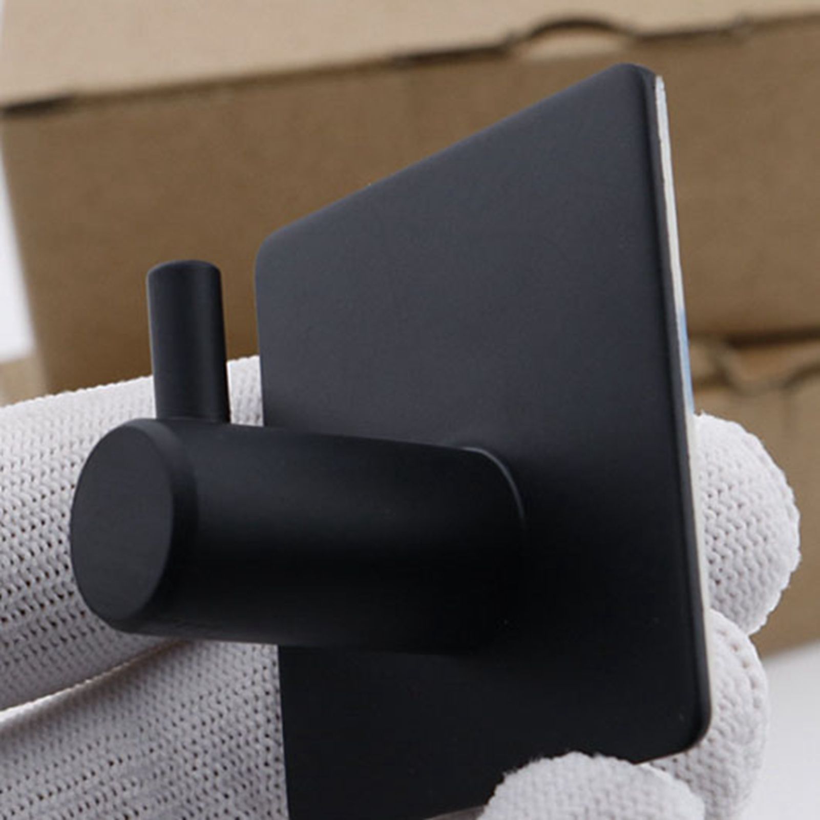 4PCS Clothes Hooks Strong Adhesive Wall Hook 304 Stainless Steel Hanging Hooks Black Square - Image 6