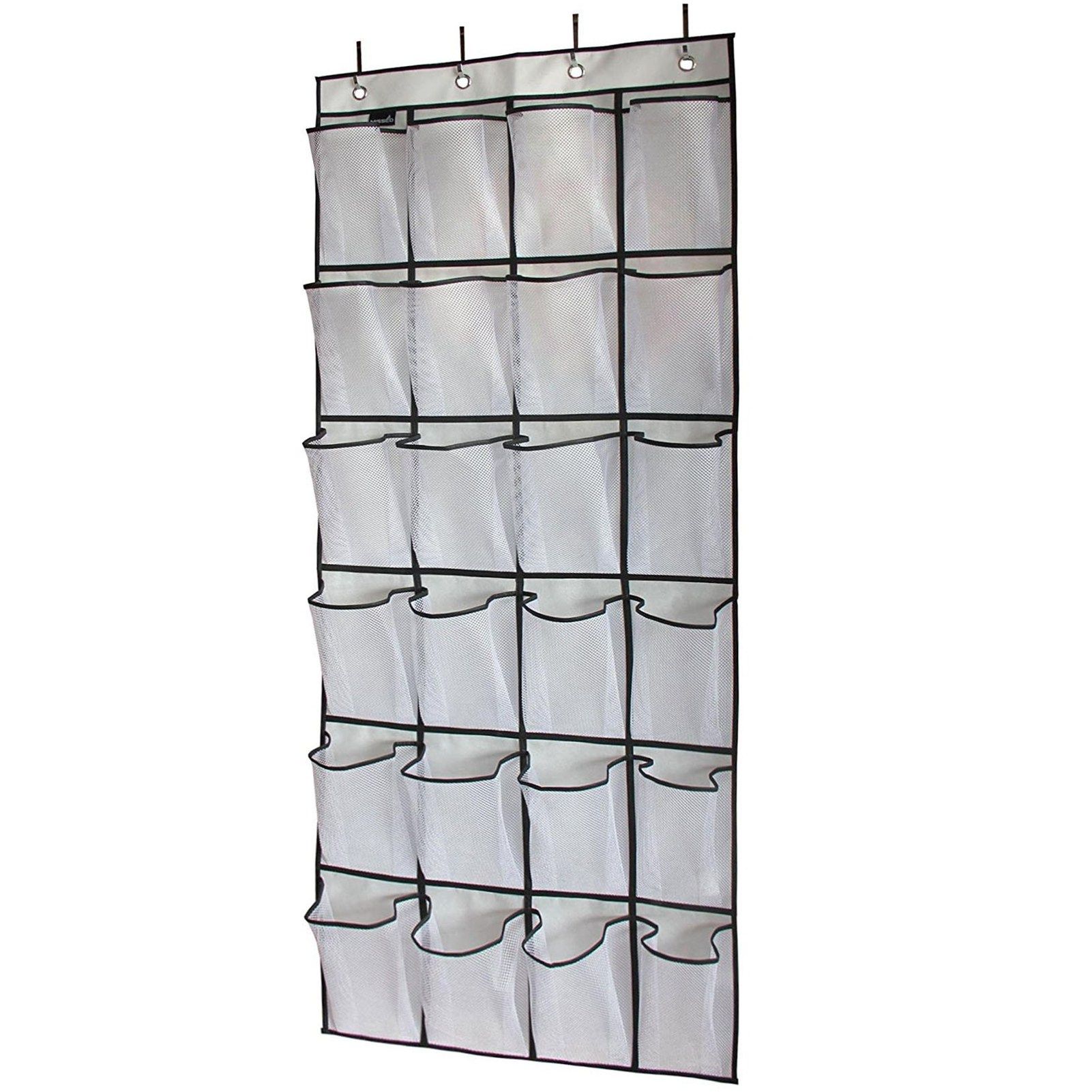 Over The Door Shoe Organizer Hanging Storage Bag Shoe Storage Door Hanger with 24 Mesh Pockets - Image 1