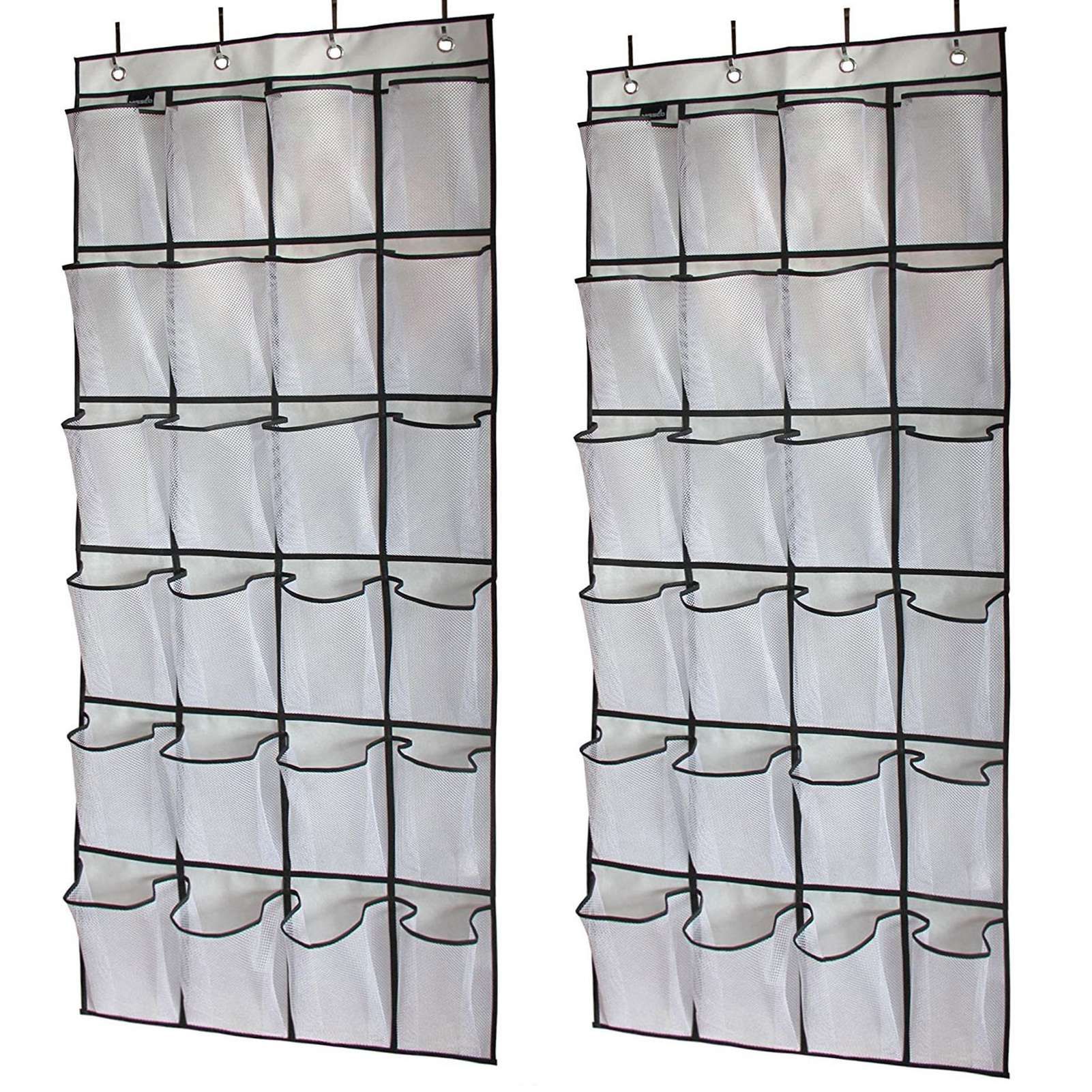 Over The Door Shoe Organizer Hanging Storage Bag Shoe Storage Door Hanger with 24 Mesh Pockets - Image 4