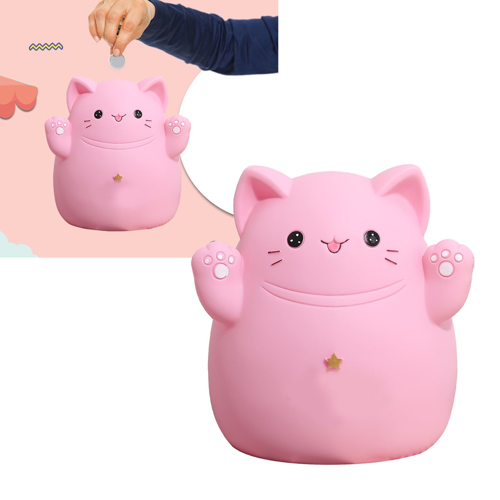 Cartoon Cat Piggy Bank Saving Bank Cartoon Cat Shaped Money Box Coins Storage Box Home Decor Ornament Children Toys Gifts Pink S 13x11x15cm - Image 5