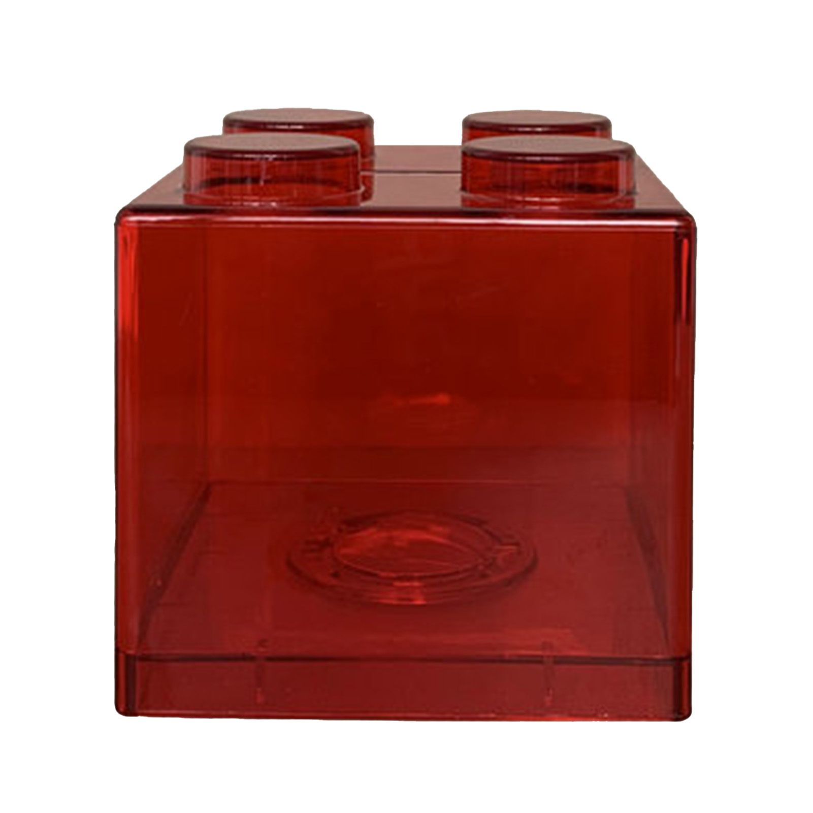Clear Money Saving Bank Building Block Design Rectangular Transparent Coin Saving Box for Kids Boys Girls Red 8.9x8.9x9.2cm / 3.5x3.5x3.6in - Image 1