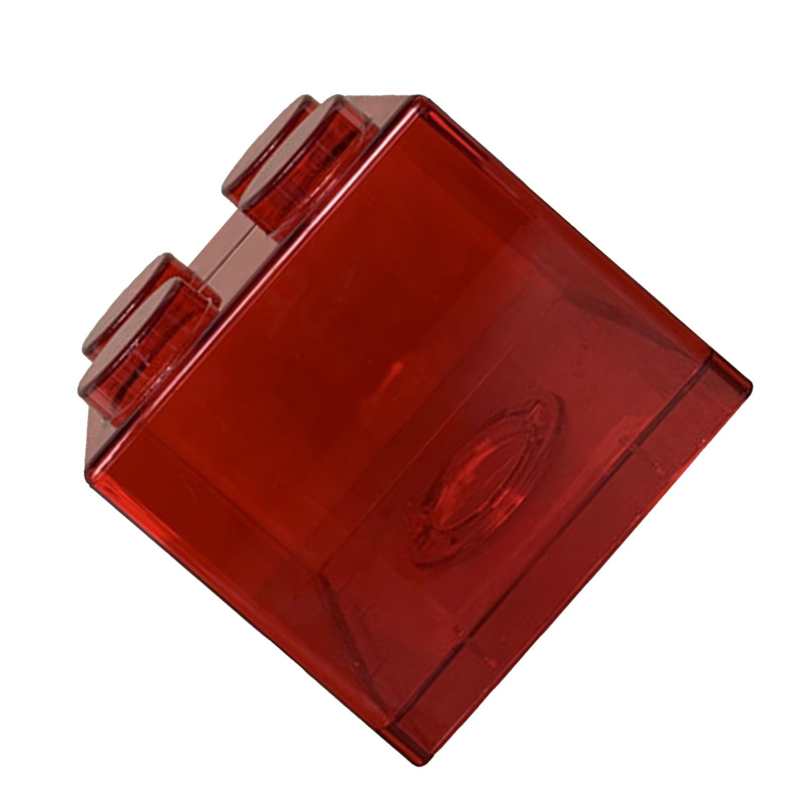 Clear Money Saving Bank Building Block Design Rectangular Transparent Coin Saving Box for Kids Boys Girls Red 8.9x8.9x9.2cm / 3.5x3.5x3.6in - Image 3