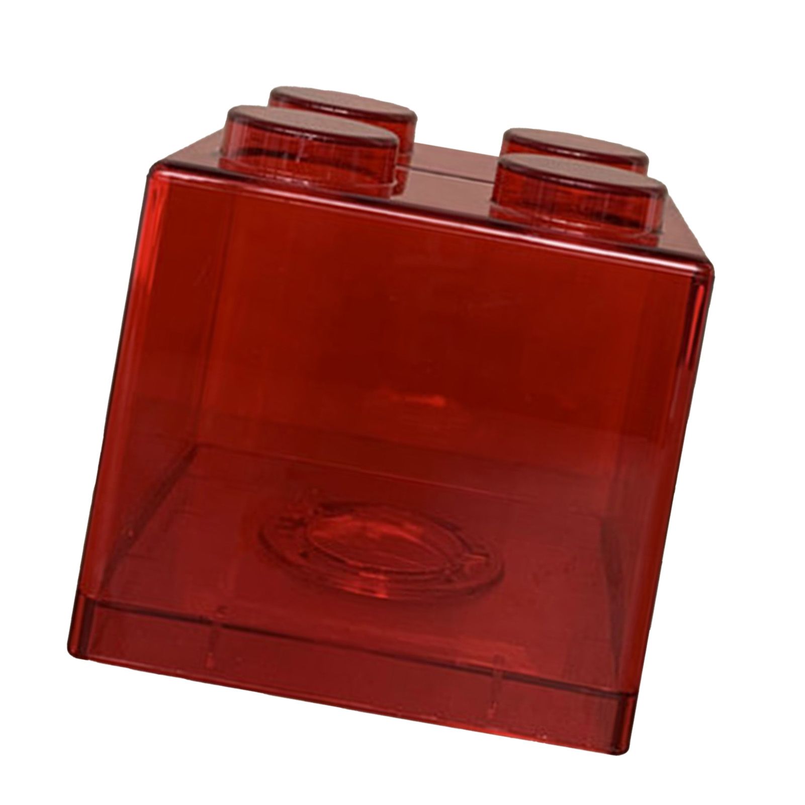 Clear Money Saving Bank Building Block Design Rectangular Transparent Coin Saving Box for Kids Boys Girls Red 8.9x8.9x9.2cm / 3.5x3.5x3.6in - Image 4