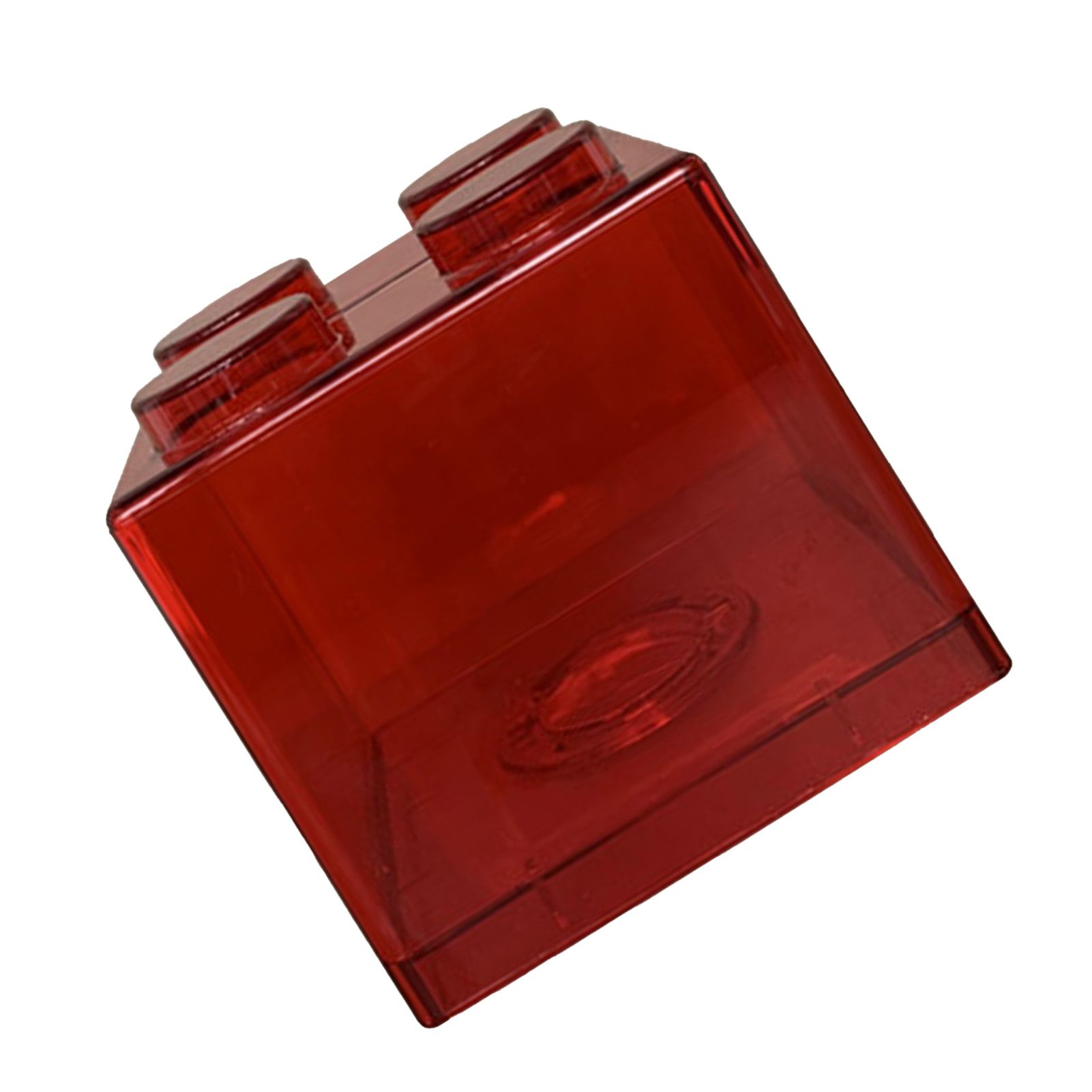 Clear Money Saving Bank Building Block Design Rectangular Transparent Coin Saving Box for Kids Boys Girls Red 8.9x8.9x9.2cm / 3.5x3.5x3.6in - Image 7