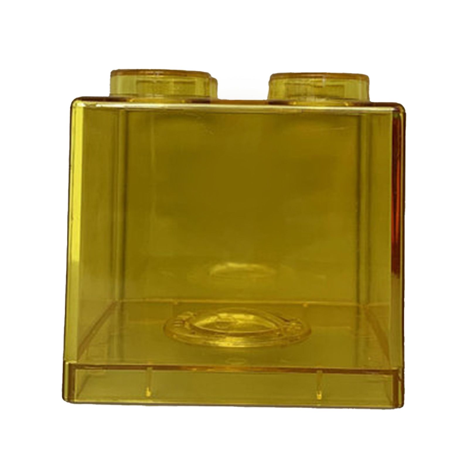 Clear Money Saving Bank Building Block Design Rectangular Transparent Coin Saving Box for Kids Boys Girls Yellow 8.9x8.9x9.2cm / 3.5x3.5x3.6in - Image 1