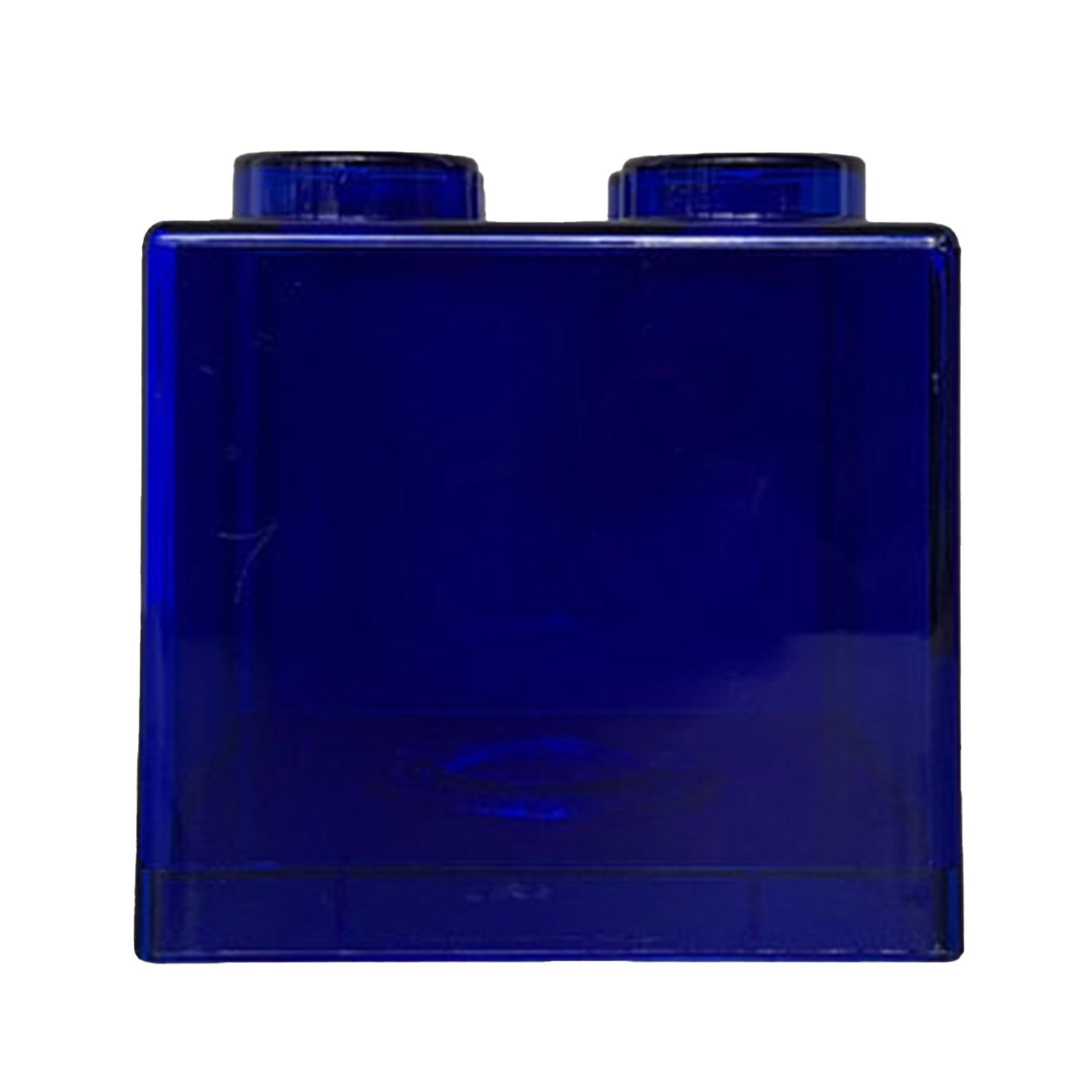 Clear Money Saving Bank Building Block Design Rectangular Transparent Coin Saving Box for Kids Boys Girls Blue 8.9x8.9x9.2cm / 3.5x3.5x3.6in - Image 1