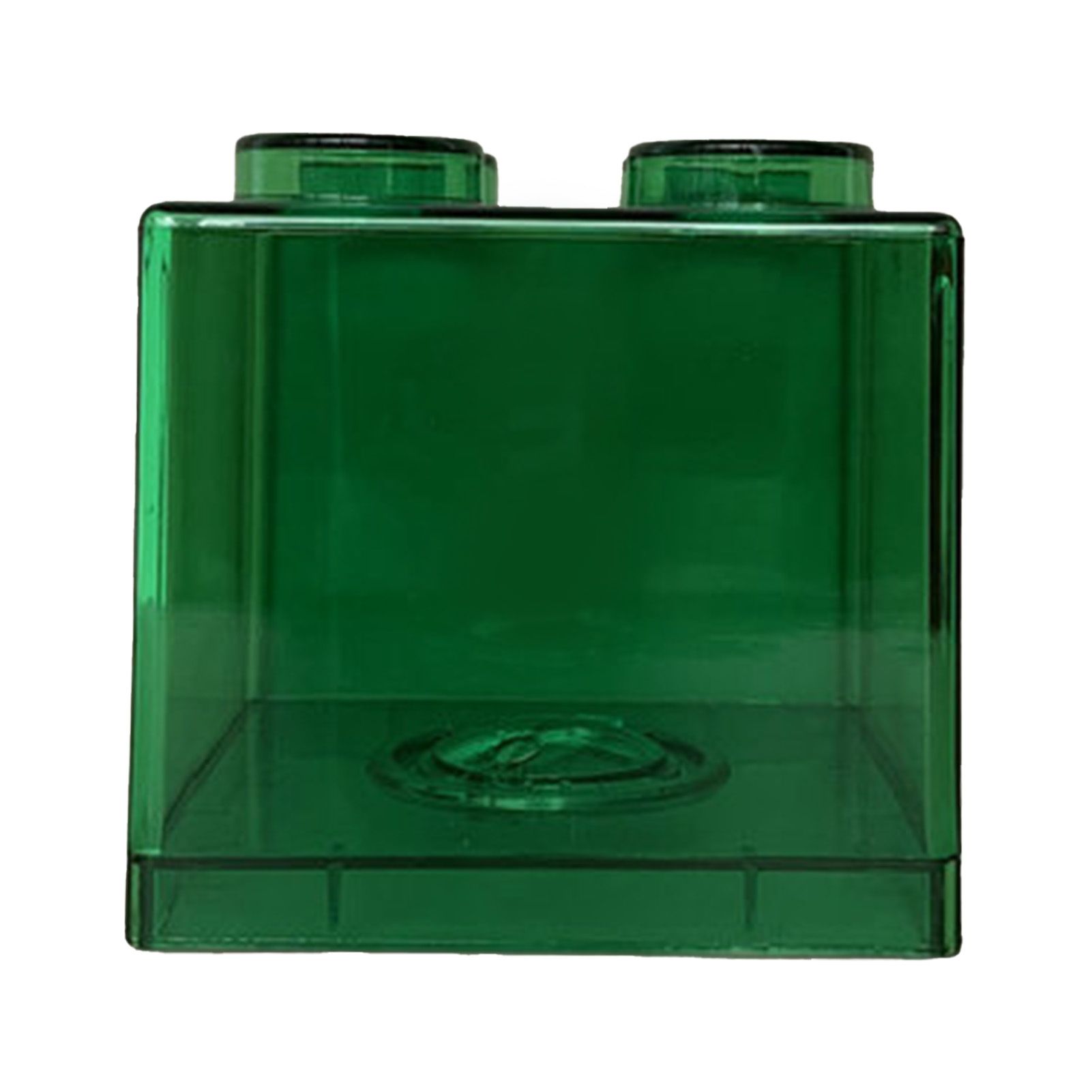 Clear Money Saving Bank Building Block Design Rectangular Transparent Coin Saving Box for Kids Boys Girls Green 8.9x8.9x9.2cm / 3.5x3.5x3.6in - Image 1