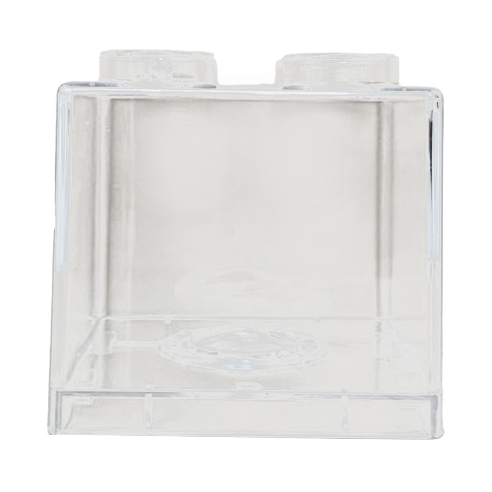 Clear Money Saving Bank Building Block Design Rectangular Transparent Coin Saving Box for Kids Boys Girls White 8.9x8.9x9.2cm / 3.5x3.5x3.6in - Image 1