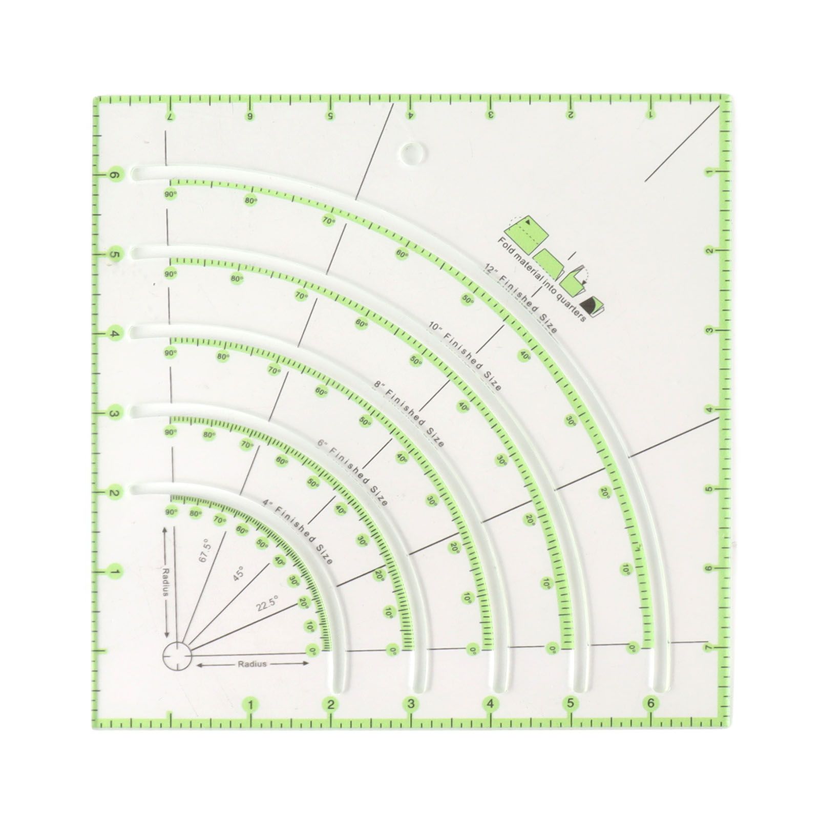 8 Inch Acrylic Quilting Ruler Multifunctional Clear Arcs Fans Quilt Circle Cutter Ruler for Patchwork Sewing Craft Tool - Image 1