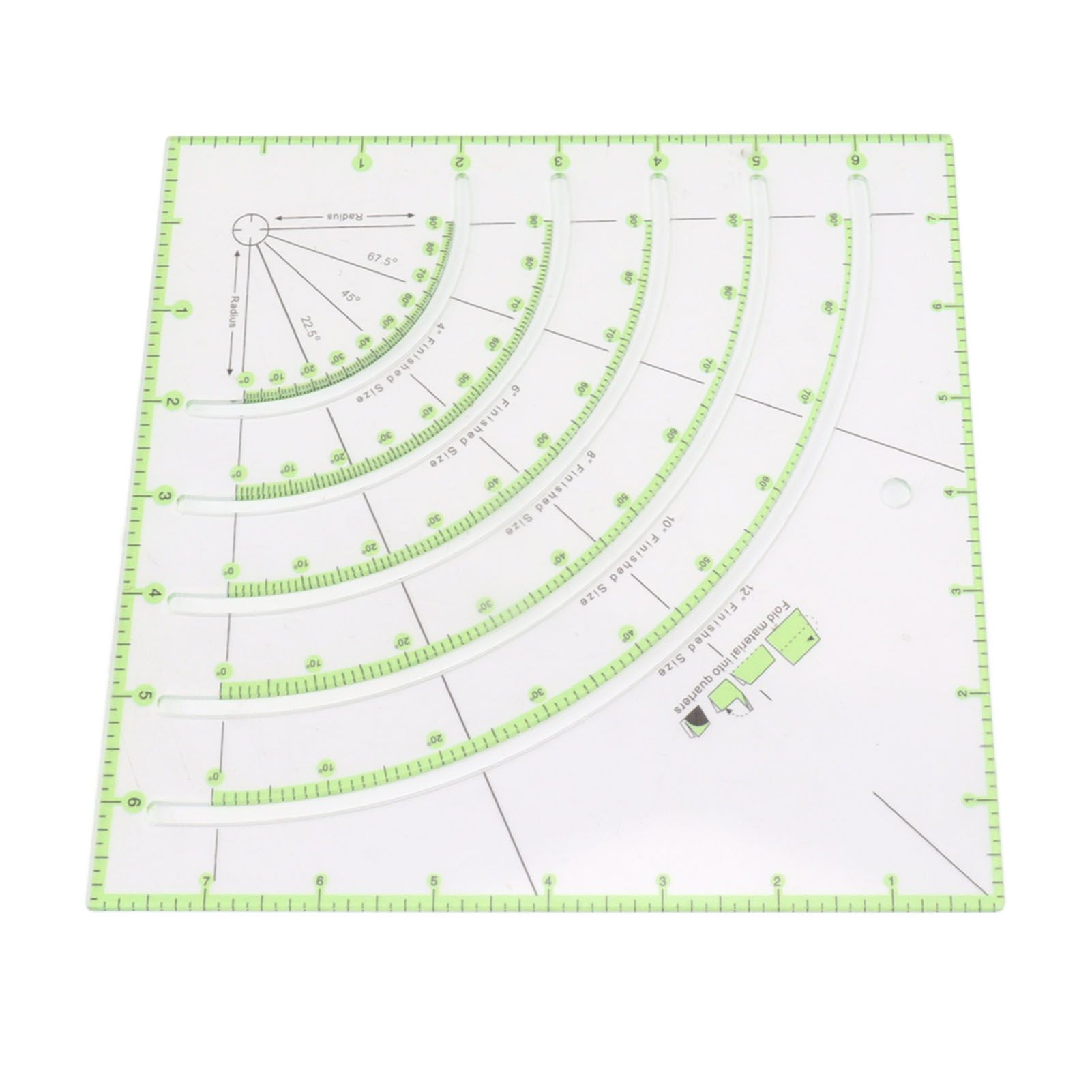 8 Inch Acrylic Quilting Ruler Multifunctional Clear Arcs Fans Quilt Circle Cutter Ruler for Patchwork Sewing Craft Tool - Image 2