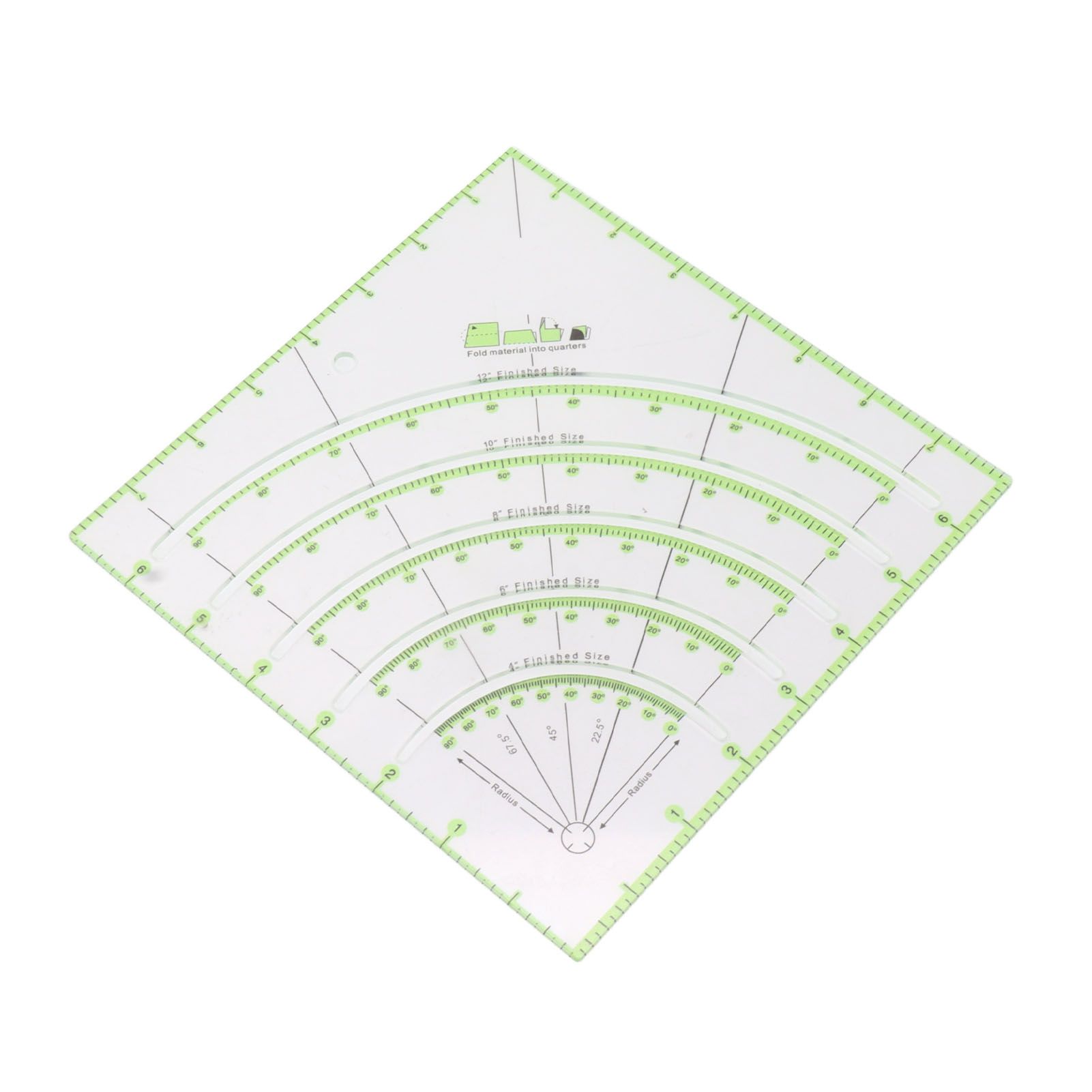 8 Inch Acrylic Quilting Ruler Multifunctional Clear Arcs Fans Quilt Circle Cutter Ruler for Patchwork Sewing Craft Tool - Image 4