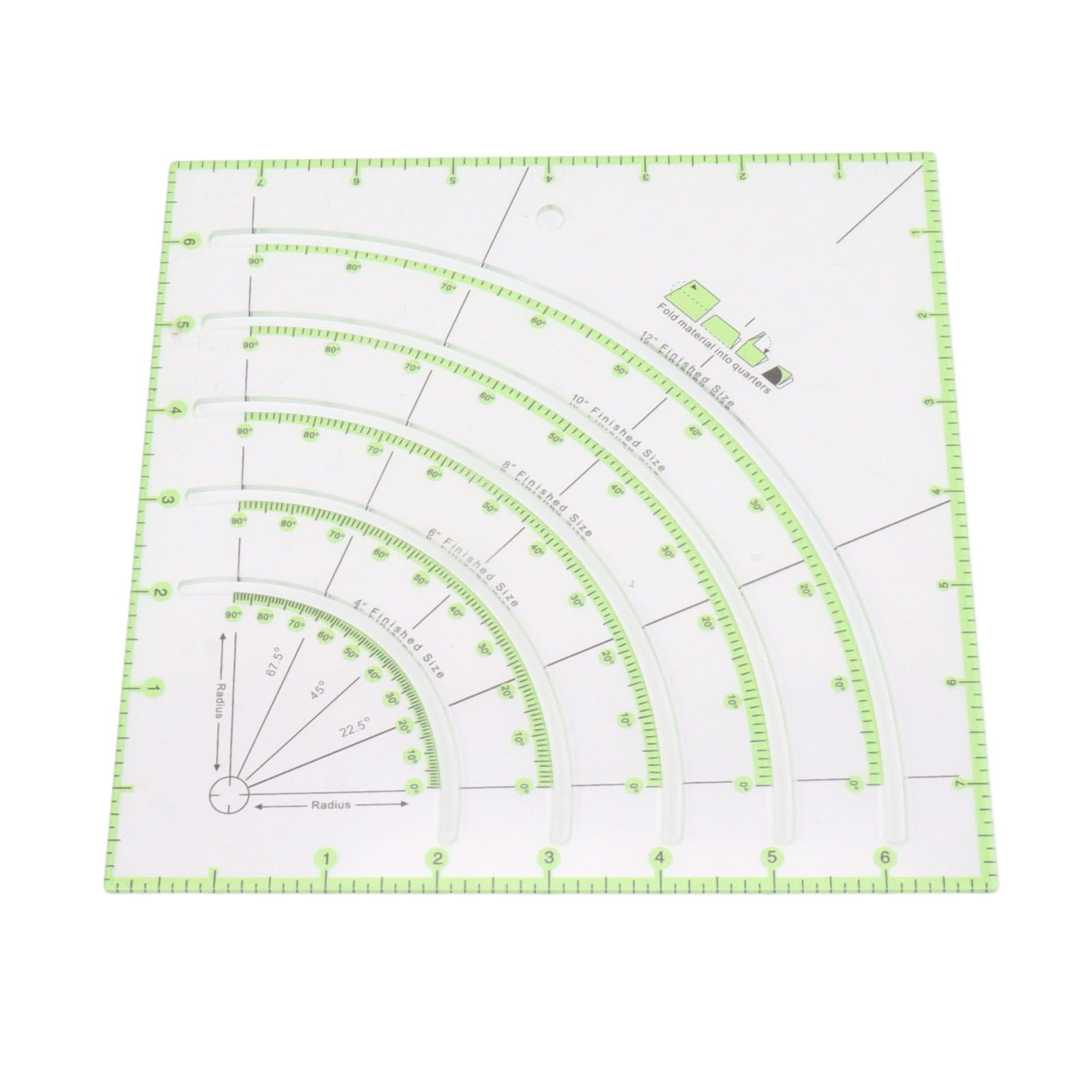 8 Inch Acrylic Quilting Ruler Multifunctional Clear Arcs Fans Quilt Circle Cutter Ruler for Patchwork Sewing Craft Tool - Image 5