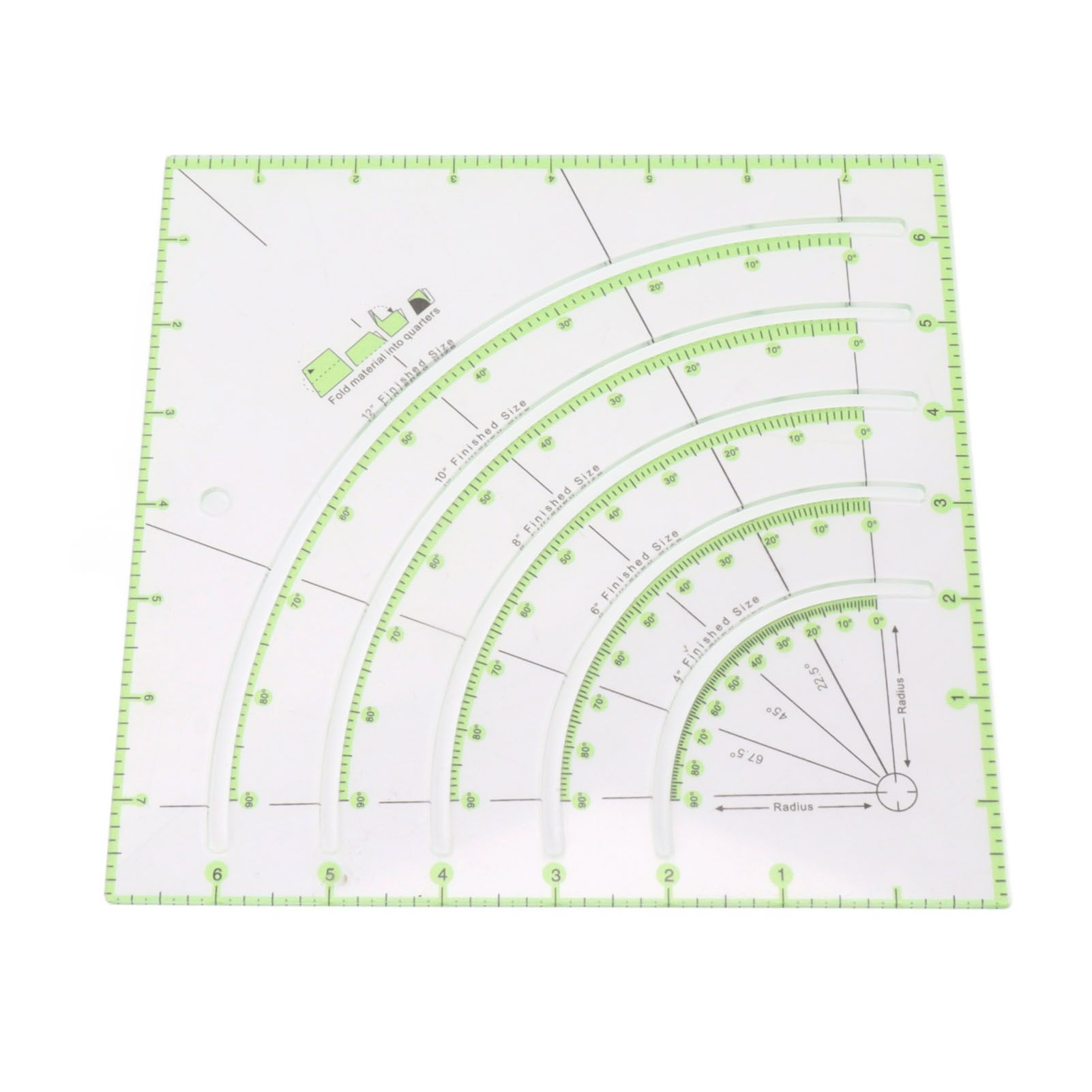 8 Inch Acrylic Quilting Ruler Multifunctional Clear Arcs Fans Quilt Circle Cutter Ruler for Patchwork Sewing Craft Tool - Image 6