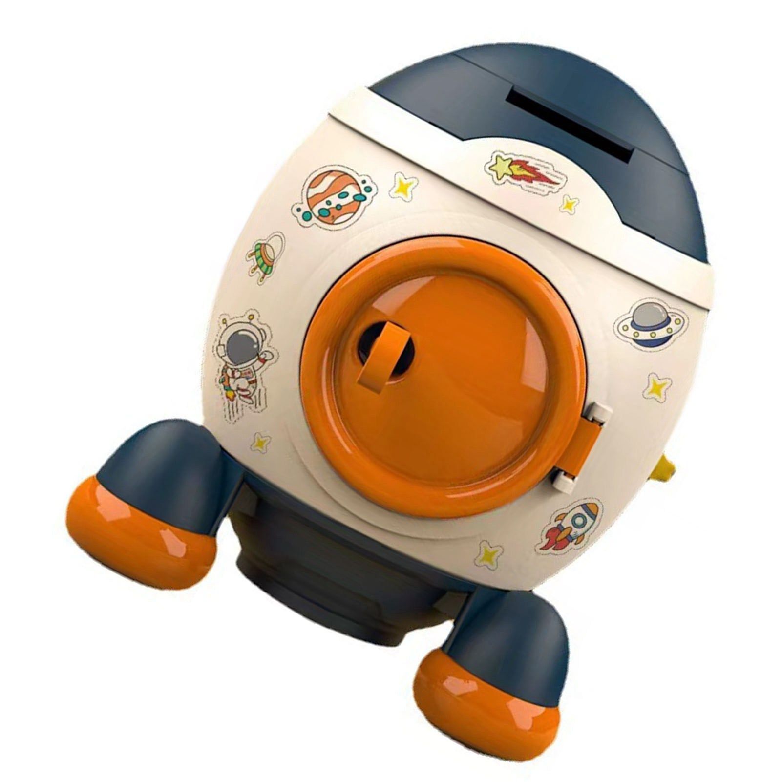 Cartoon Style Space Rocket Piggy Bank Money Bank Money Saving Jar Boys Girls Gift Morandi Blue - Image 2