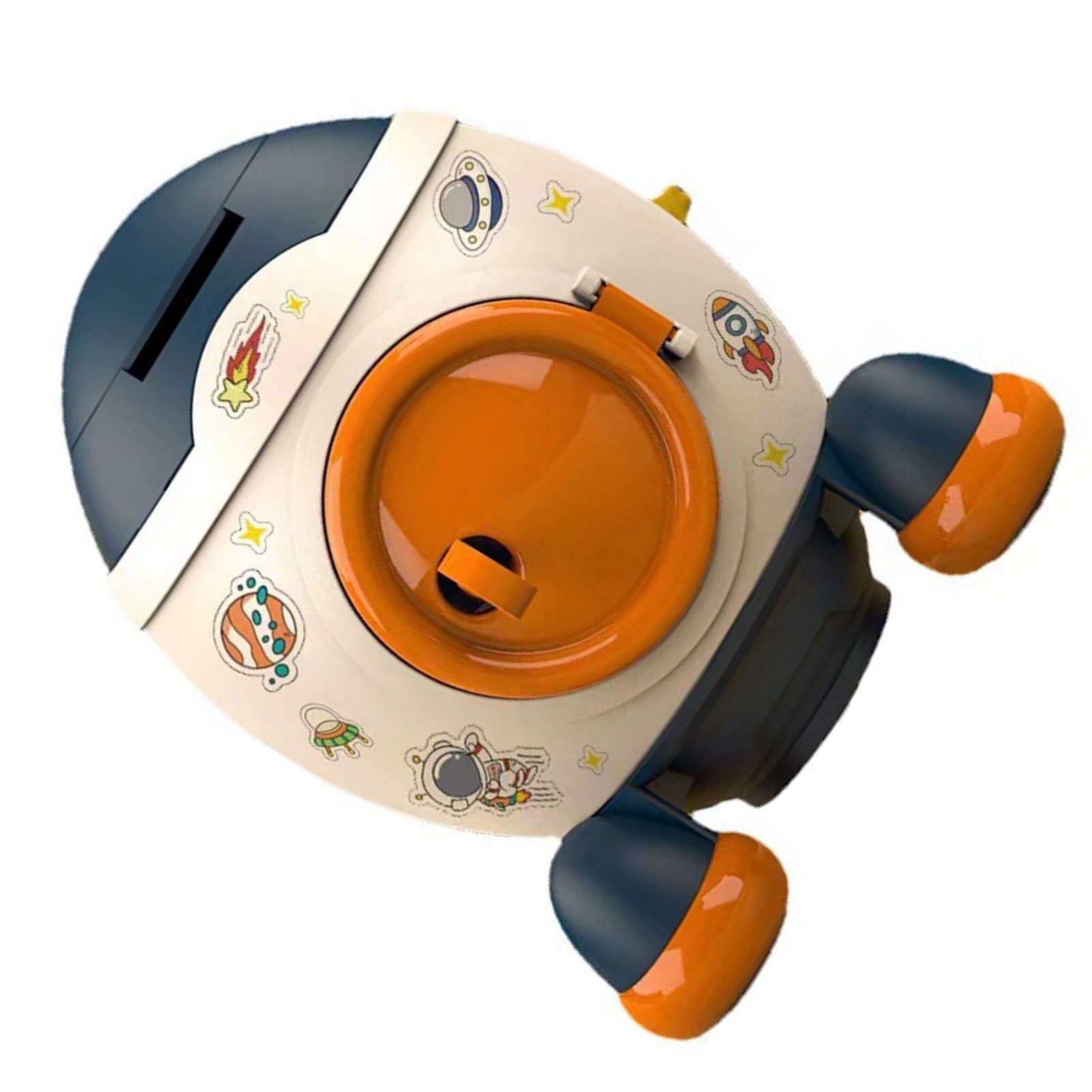 Cartoon Style Space Rocket Piggy Bank Money Bank Money Saving Jar Boys Girls Gift Morandi Blue - Image 3