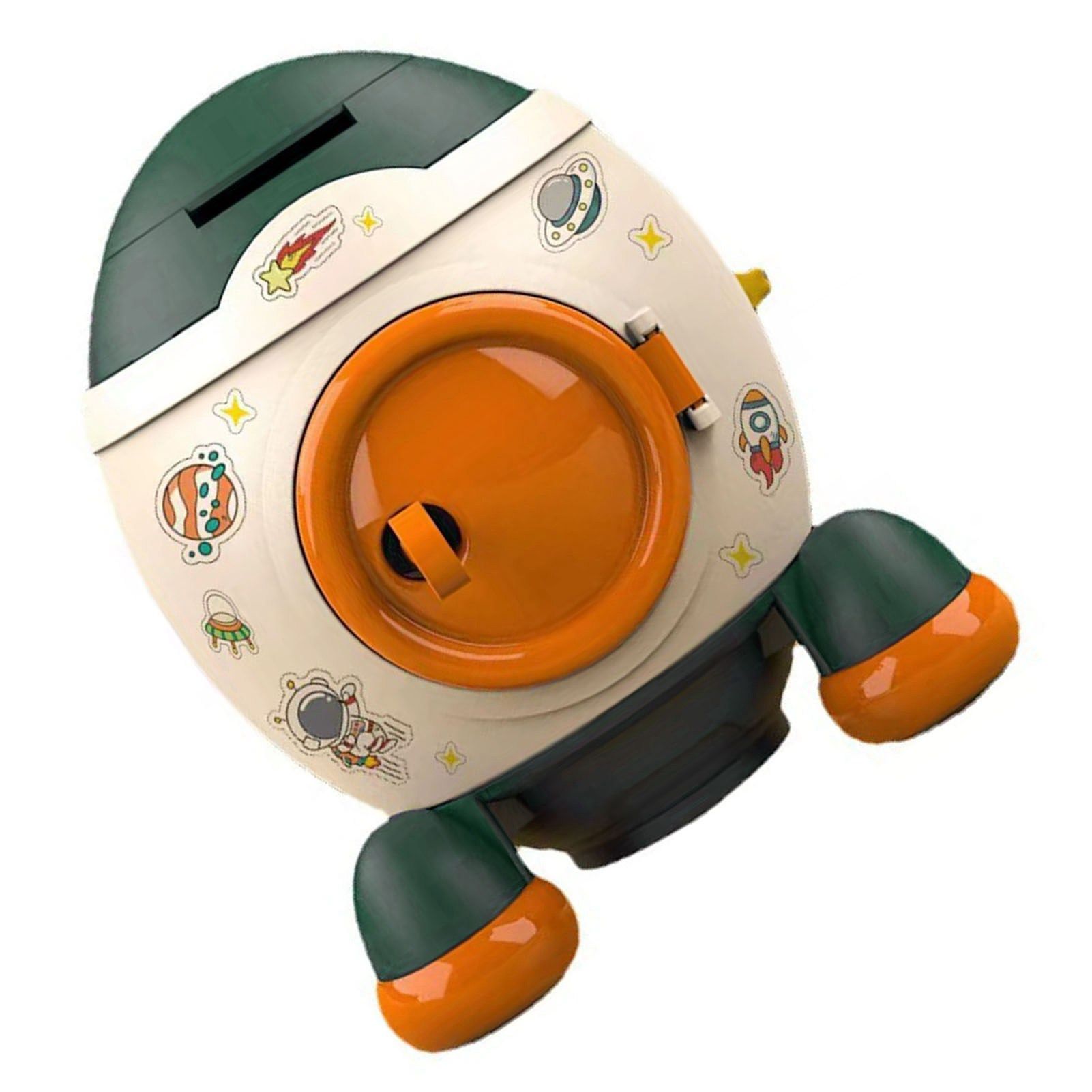 Cartoon Style Space Rocket Piggy Bank Money Bank Money Saving Jar Boys Girls Gift Morandi Green - Image 2