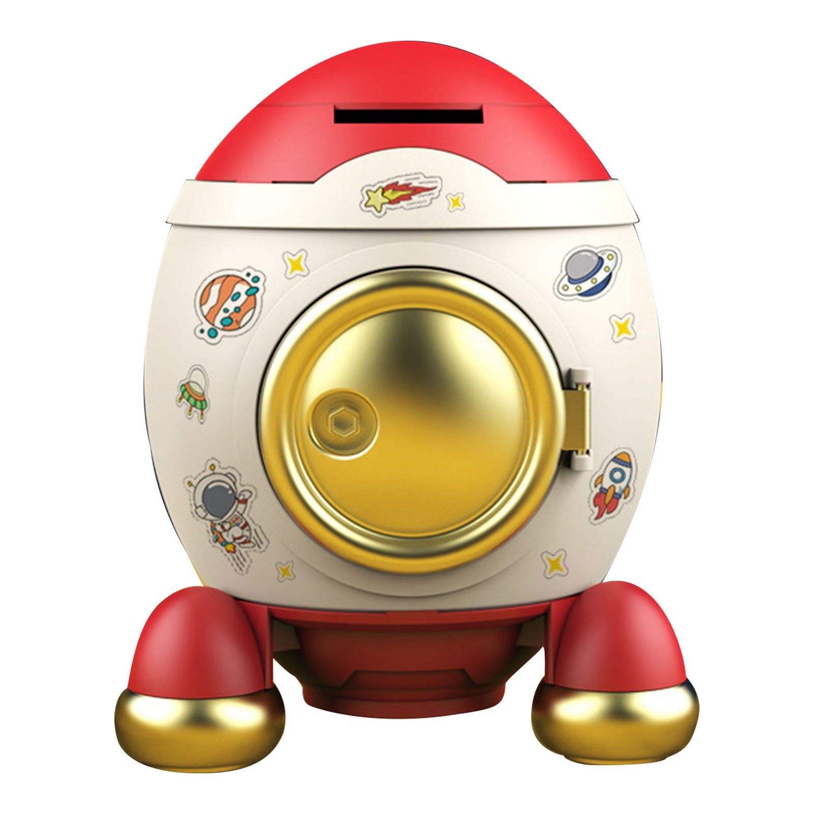 Cartoon Style Space Rocket Piggy Bank Money Bank Money Saving Jar Boys Girls Gift Romantic Pink Gold - Image 1