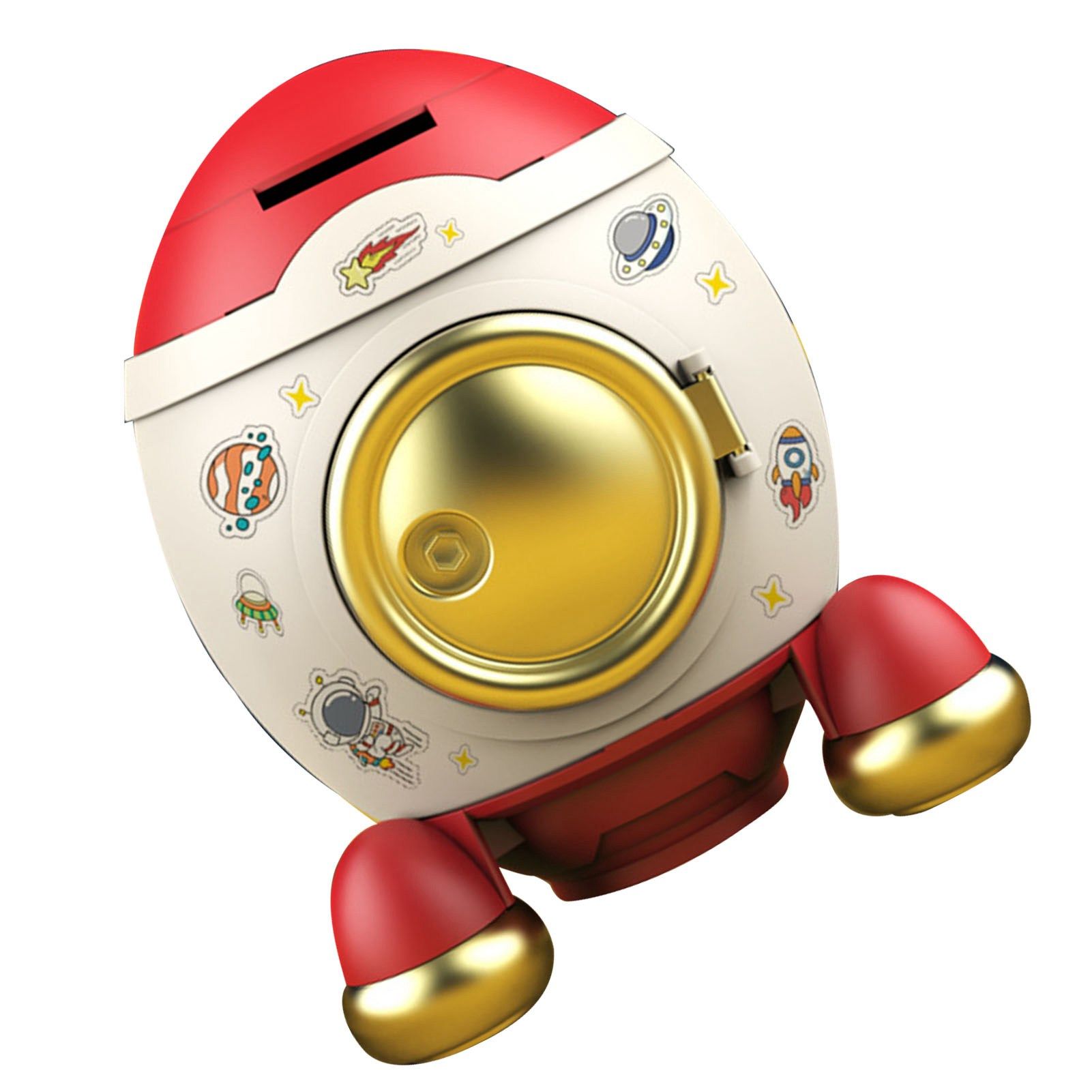 Cartoon Style Space Rocket Piggy Bank Money Bank Money Saving Jar Boys Girls Gift Romantic Pink Gold - Image 2