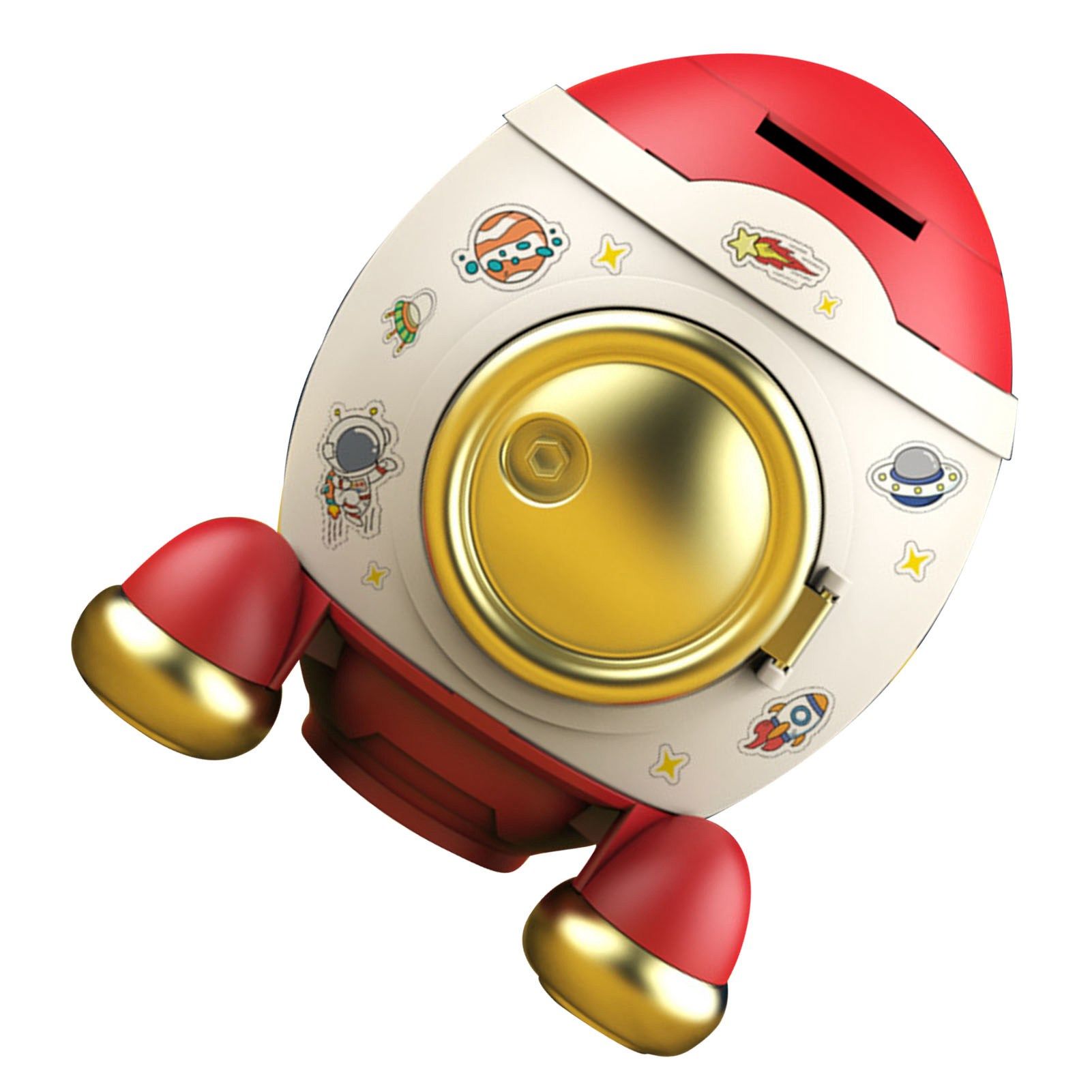 Cartoon Style Space Rocket Piggy Bank Money Bank Money Saving Jar Boys Girls Gift Romantic Pink Gold - Image 3
