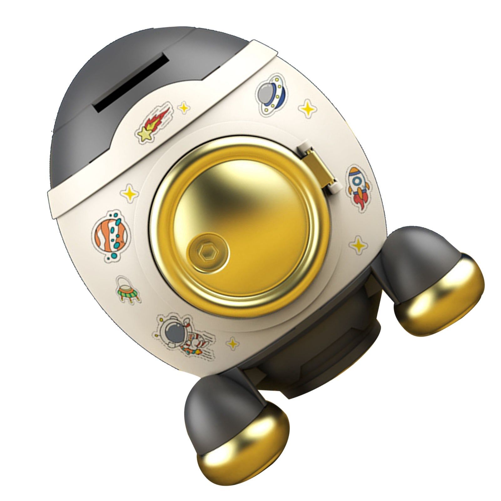 Cartoon Style Space Rocket Piggy Bank Money Bank Money Saving Jar Boys Girls Gift Luxurious Grey Gold - Image 2