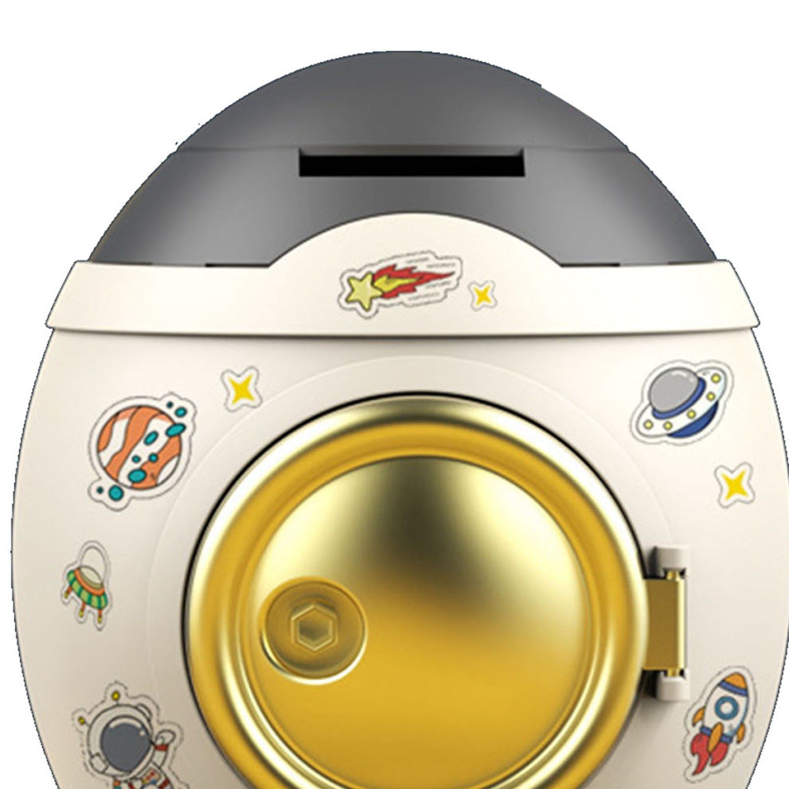 Cartoon Style Space Rocket Piggy Bank Money Bank Money Saving Jar Boys Girls Gift Luxurious Grey Gold - Image 8