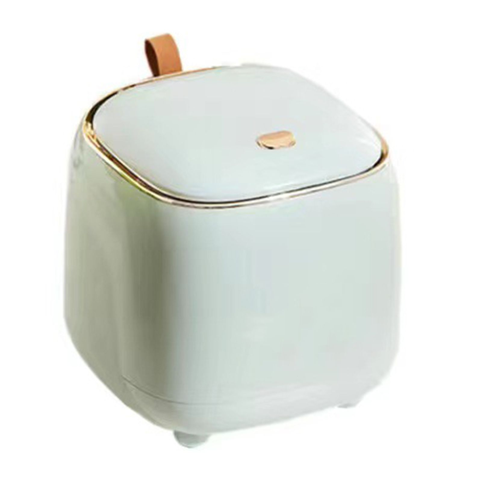 Push Type Desktop Trash Bin with Lid Fashionable Double Layer Large Opening Garbage Container for Living Room Light Green - Image 1