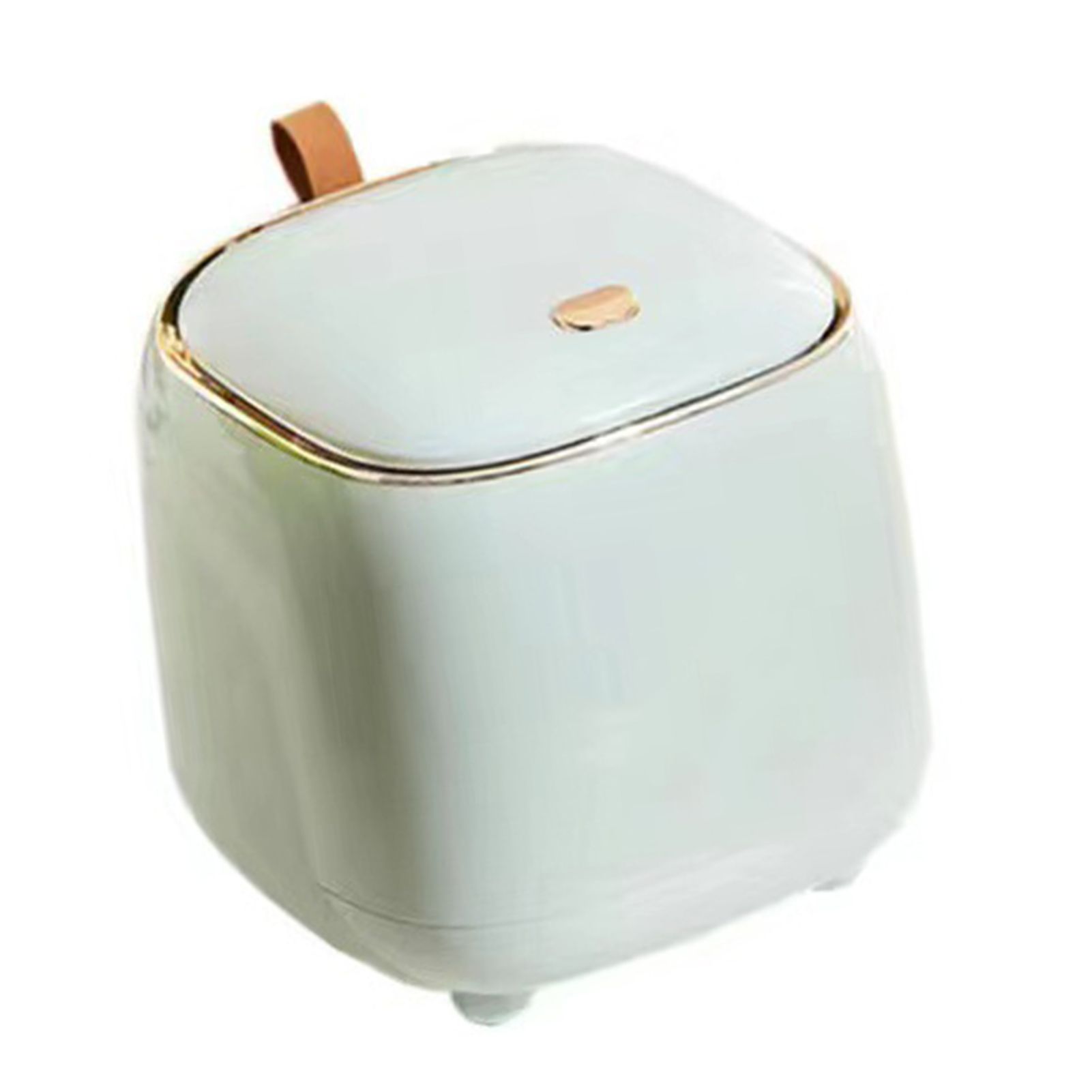 Push Type Desktop Trash Bin with Lid Fashionable Double Layer Large Opening Garbage Container for Living Room Light Green - Image 2