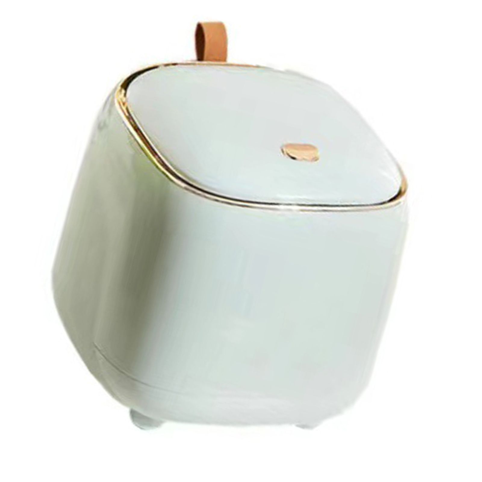 Push Type Desktop Trash Bin with Lid Fashionable Double Layer Large Opening Garbage Container for Living Room Light Green - Image 3