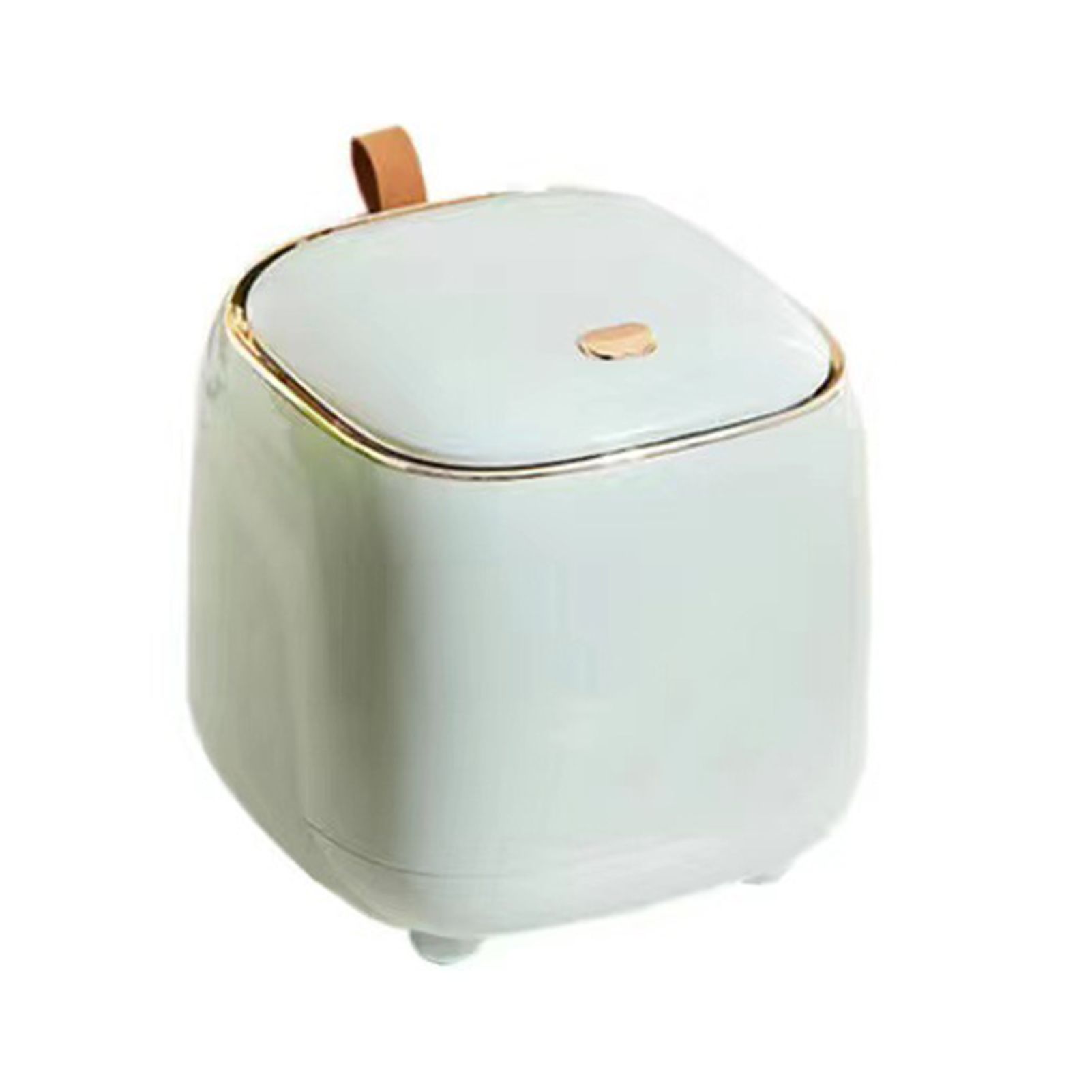 Push Type Desktop Trash Bin with Lid Fashionable Double Layer Large Opening Garbage Container for Living Room Light Green - Image 4