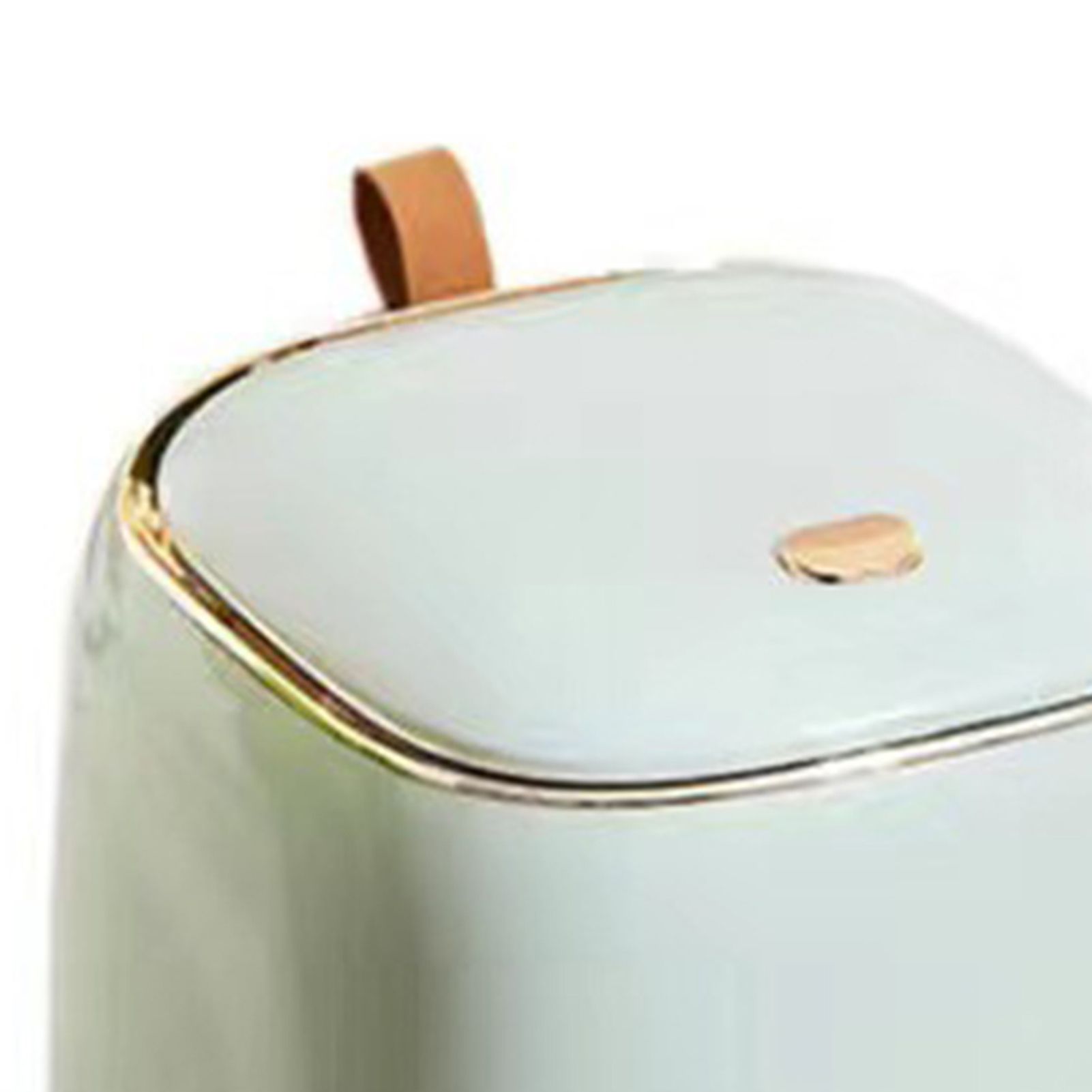 Push Type Desktop Trash Bin with Lid Fashionable Double Layer Large Opening Garbage Container for Living Room Light Green - Image 7