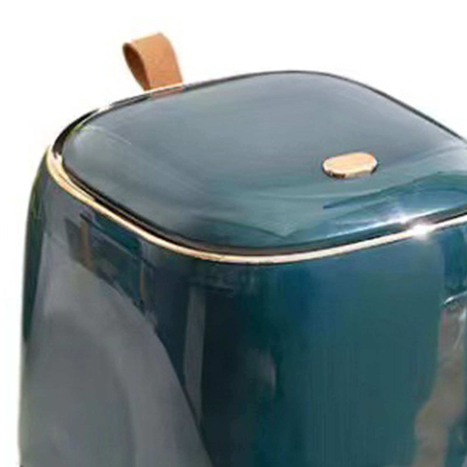 Push Type Desktop Trash Bin with Lid Fashionable Double Layer Large Opening Garbage Container for Living Room Dark Green - Image 7
