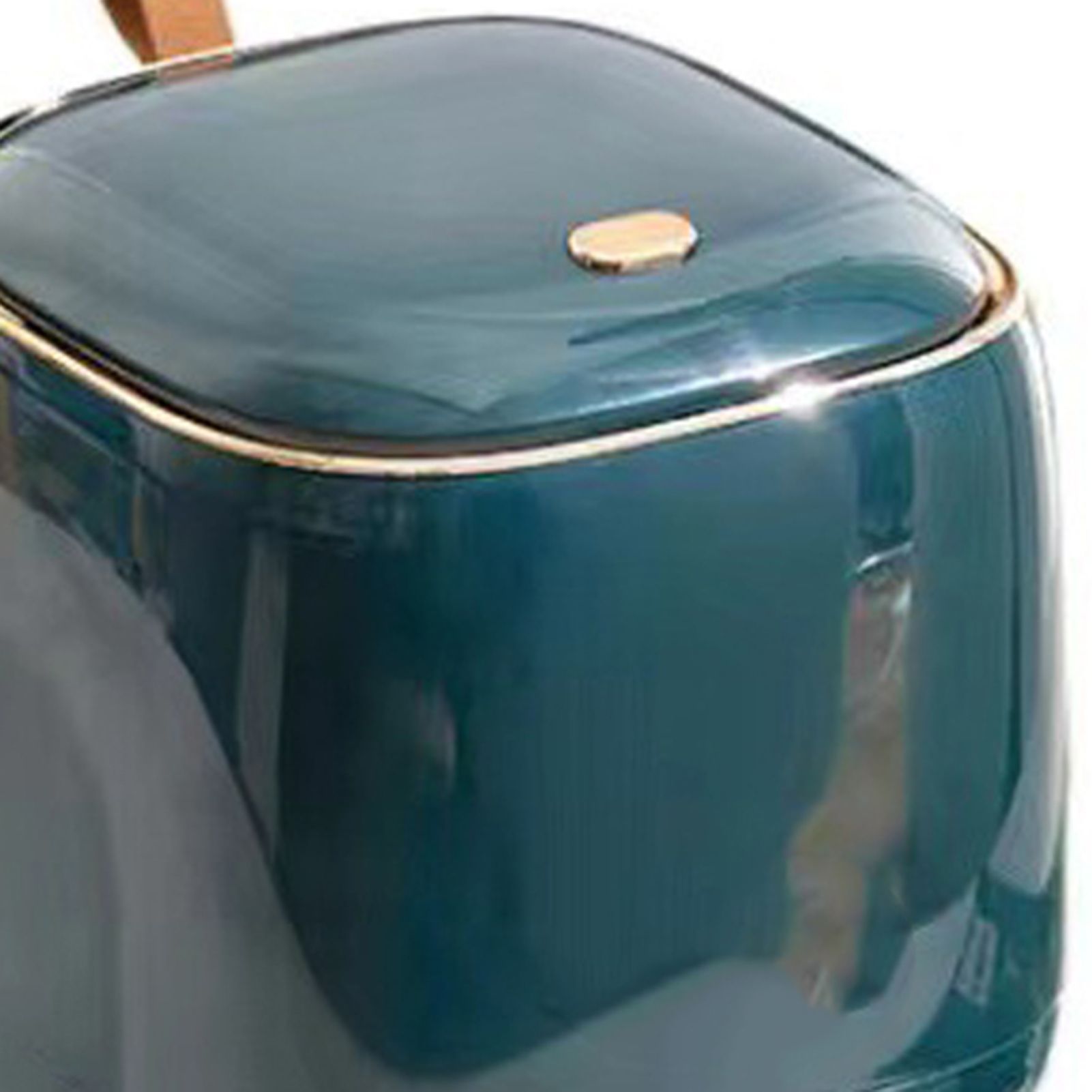 Push Type Desktop Trash Bin with Lid Fashionable Double Layer Large Opening Garbage Container for Living Room Dark Green - Image 8
