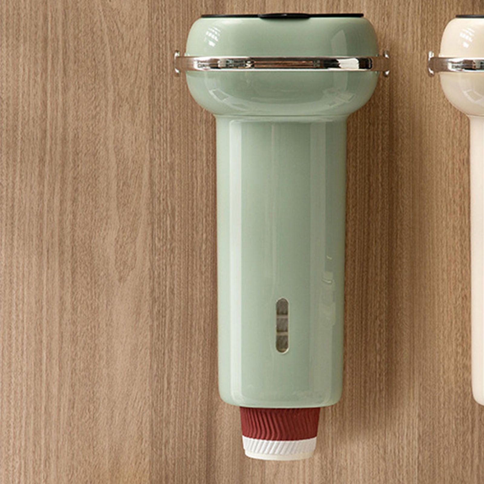 Paper Cup Dispenser Wall Mounted Multifunctional Large Capacity Universal Pull Type Cup Holder with Portable Handle Green - Image 6