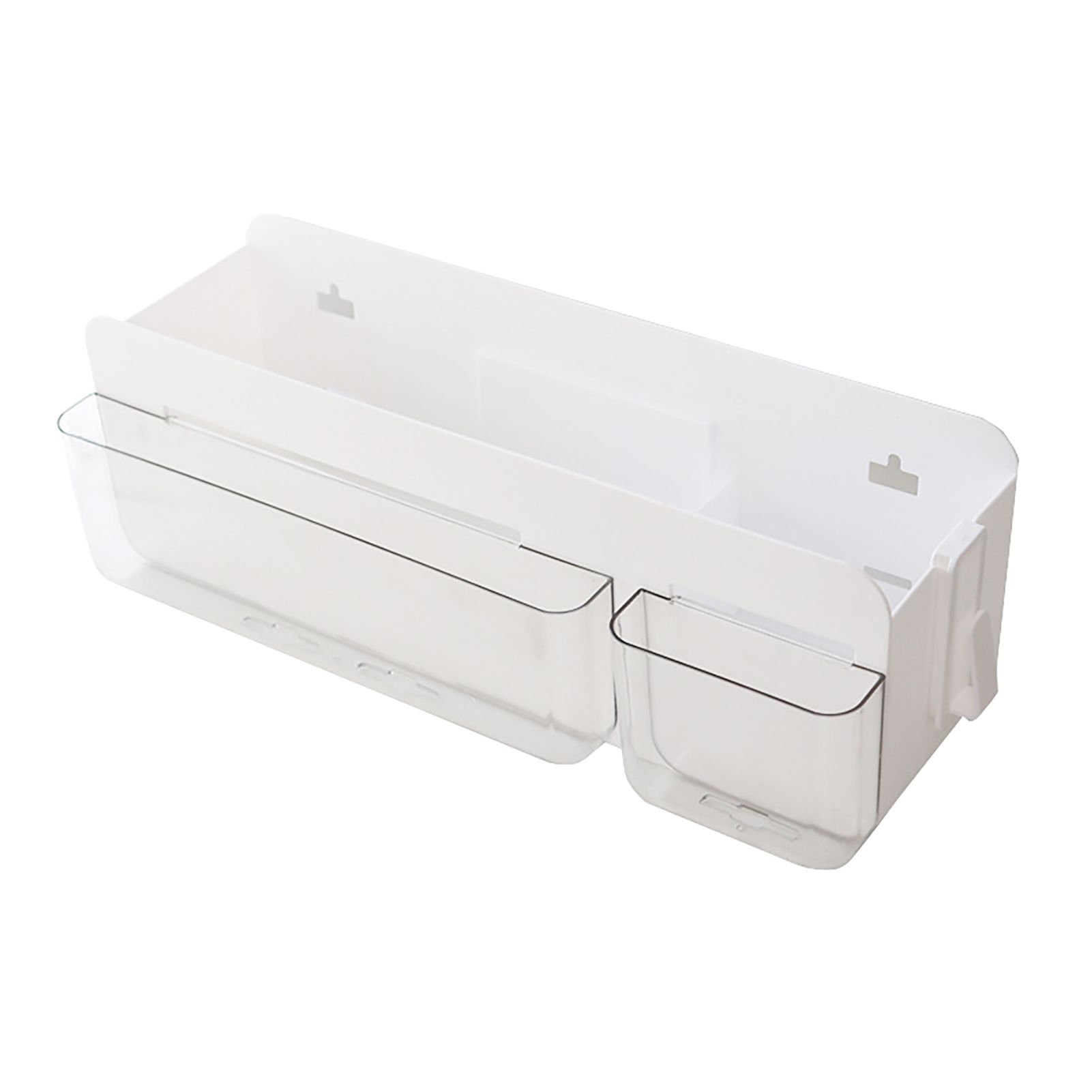Multifunctional Clear Wall Mount Remote Control Holder Mobile Phone Charging Stationery Cosmetics Wall Storage Rack L Transparent - Image 1