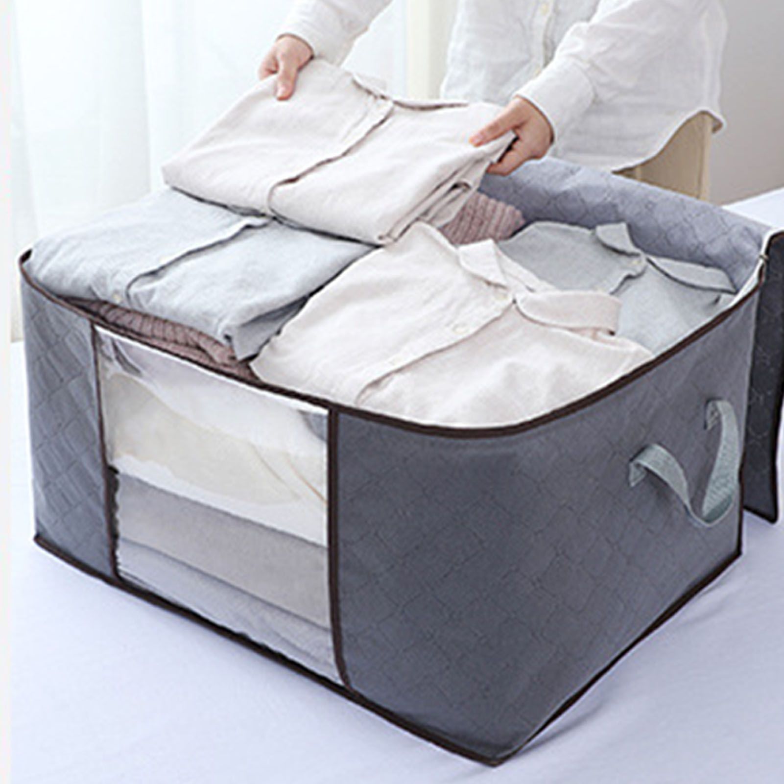 4Pcs Gray Quilt Storage Bag Organizer Large Capacity Breathable House Moving Clothes Packing Bag - Image 5