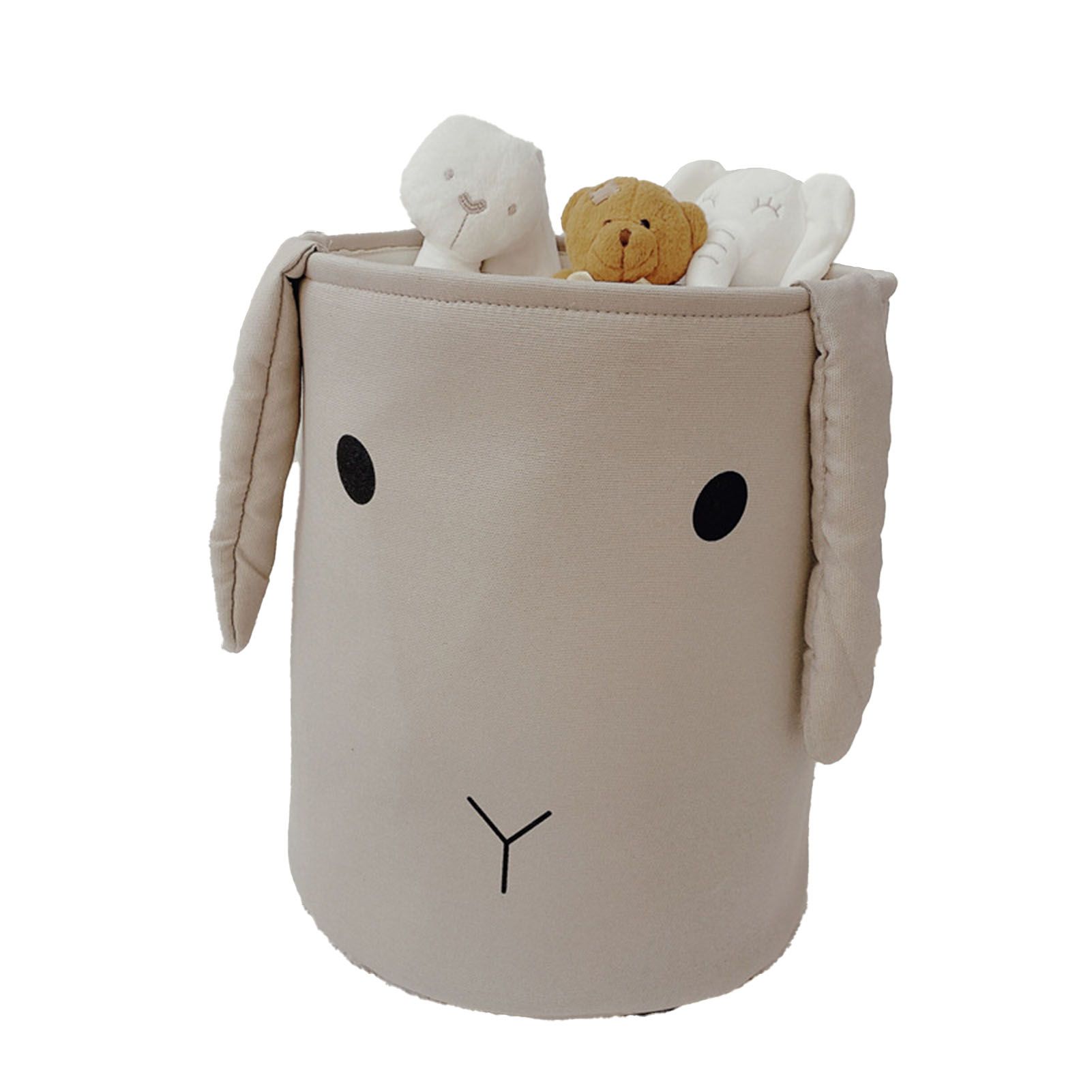 Fabric Storage Basket Collapsible Waterproof Cartoon Canvas Toy Organizer Laundry Basket for Playroom Bedroom Gray Rabbit Three Layers Thickened 35x40cm / 13.8x15.7in - Image 1