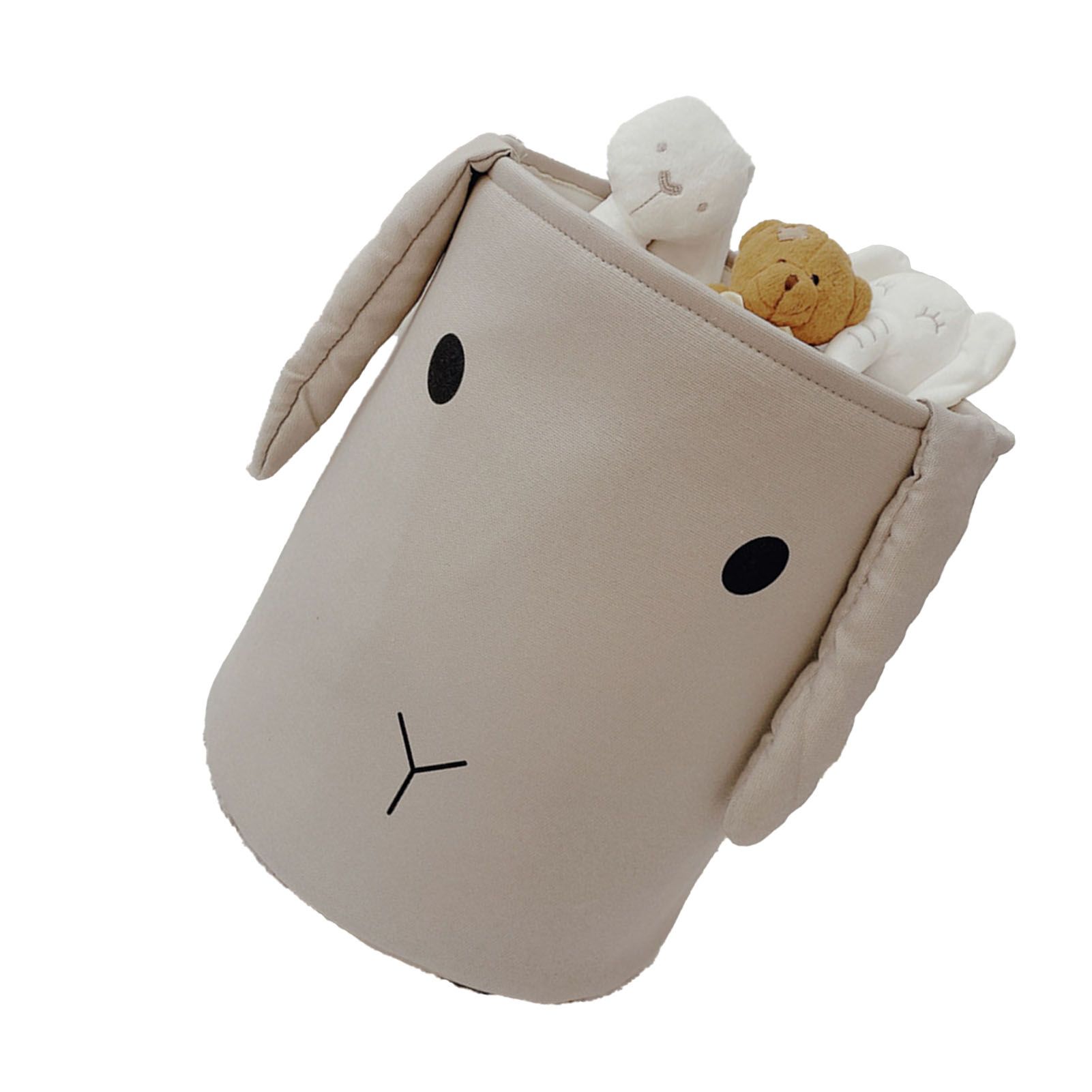 Fabric Storage Basket Collapsible Waterproof Cartoon Canvas Toy Organizer Laundry Basket for Playroom Bedroom Gray Rabbit Three Layers Thickened 35x40cm / 13.8x15.7in - Image 2